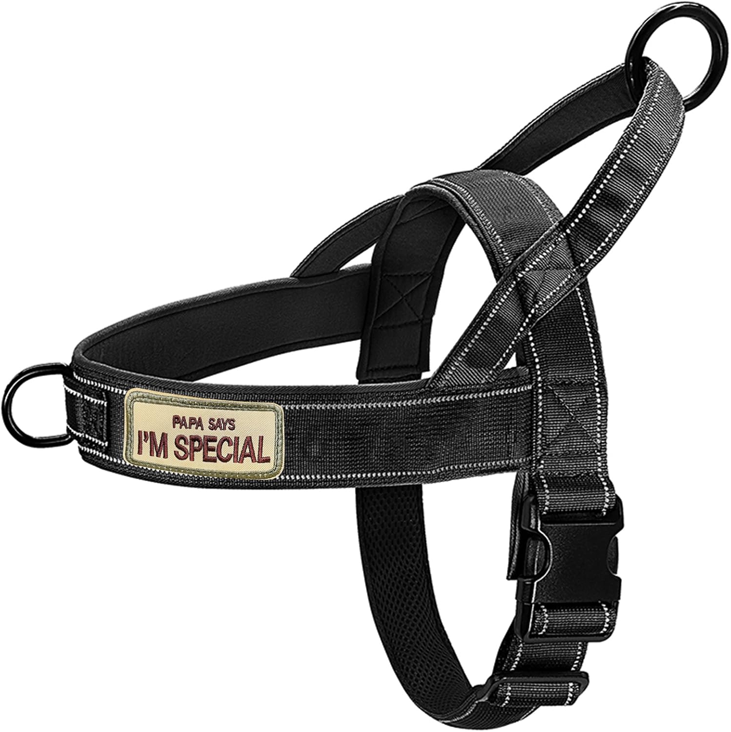 No Pull Dog Harness for Medium Large Dog, Reflective Escape Proof Adjustable No Pulling Dog Harness, Dog Harness Black XL