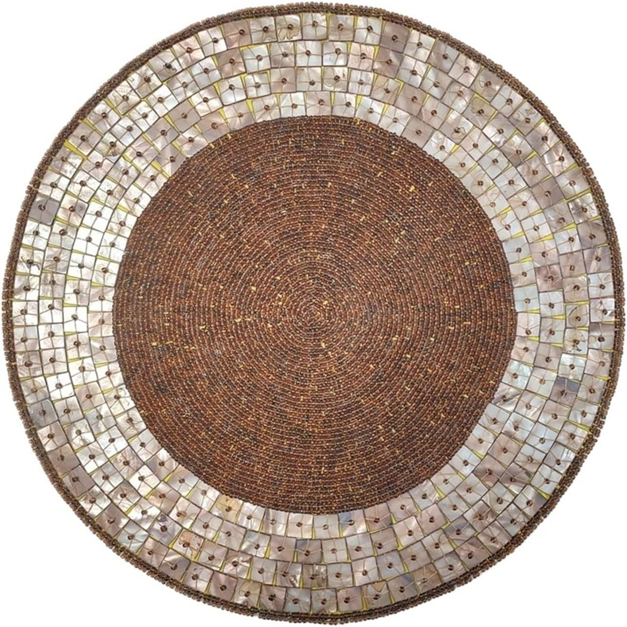 36cm Placemat for Dining Table Rotundity Bead Shell Coasters Home Living Room Decorations(I)