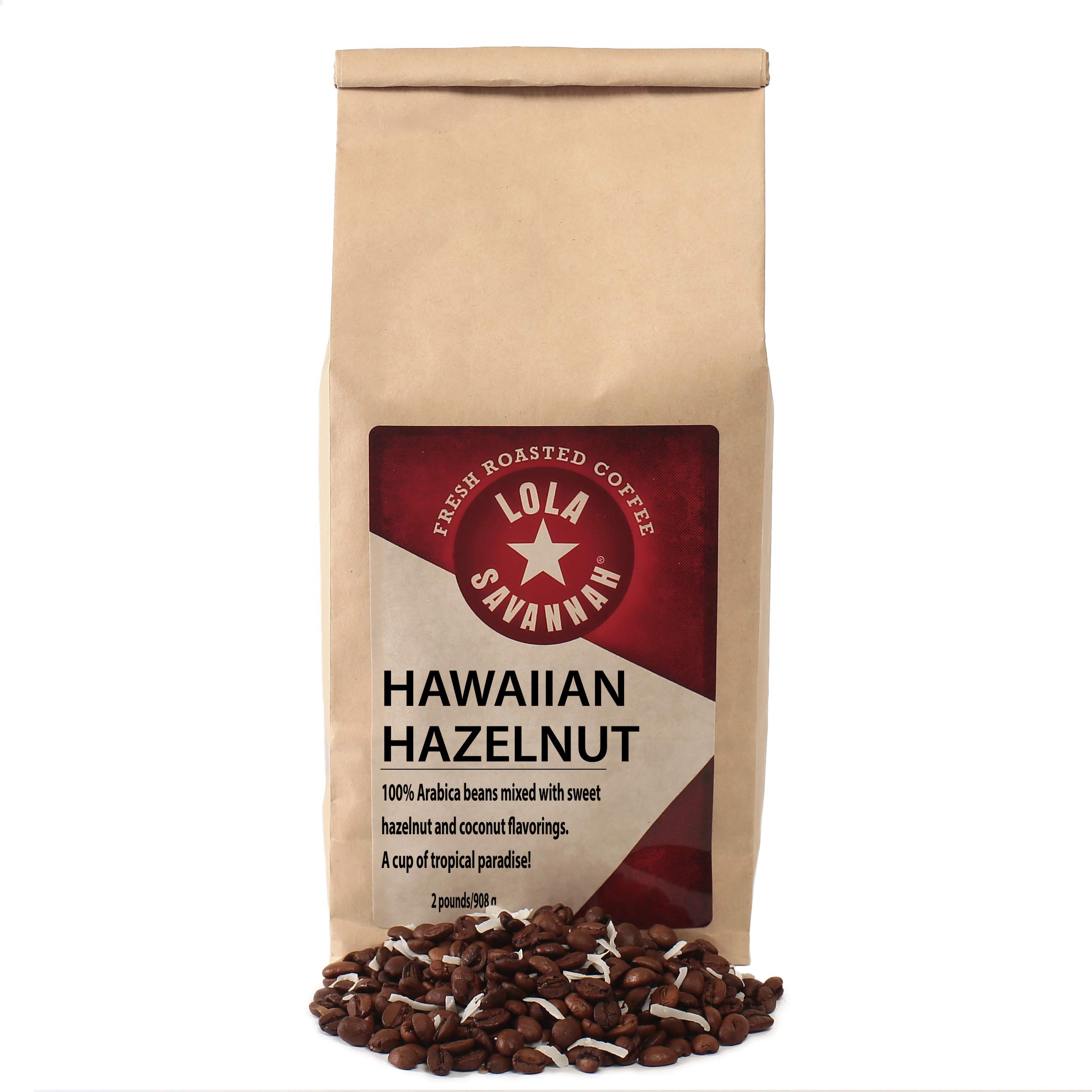Hawaiian Hazelnut Whole Bean Caffeinated Coffee, 2lb