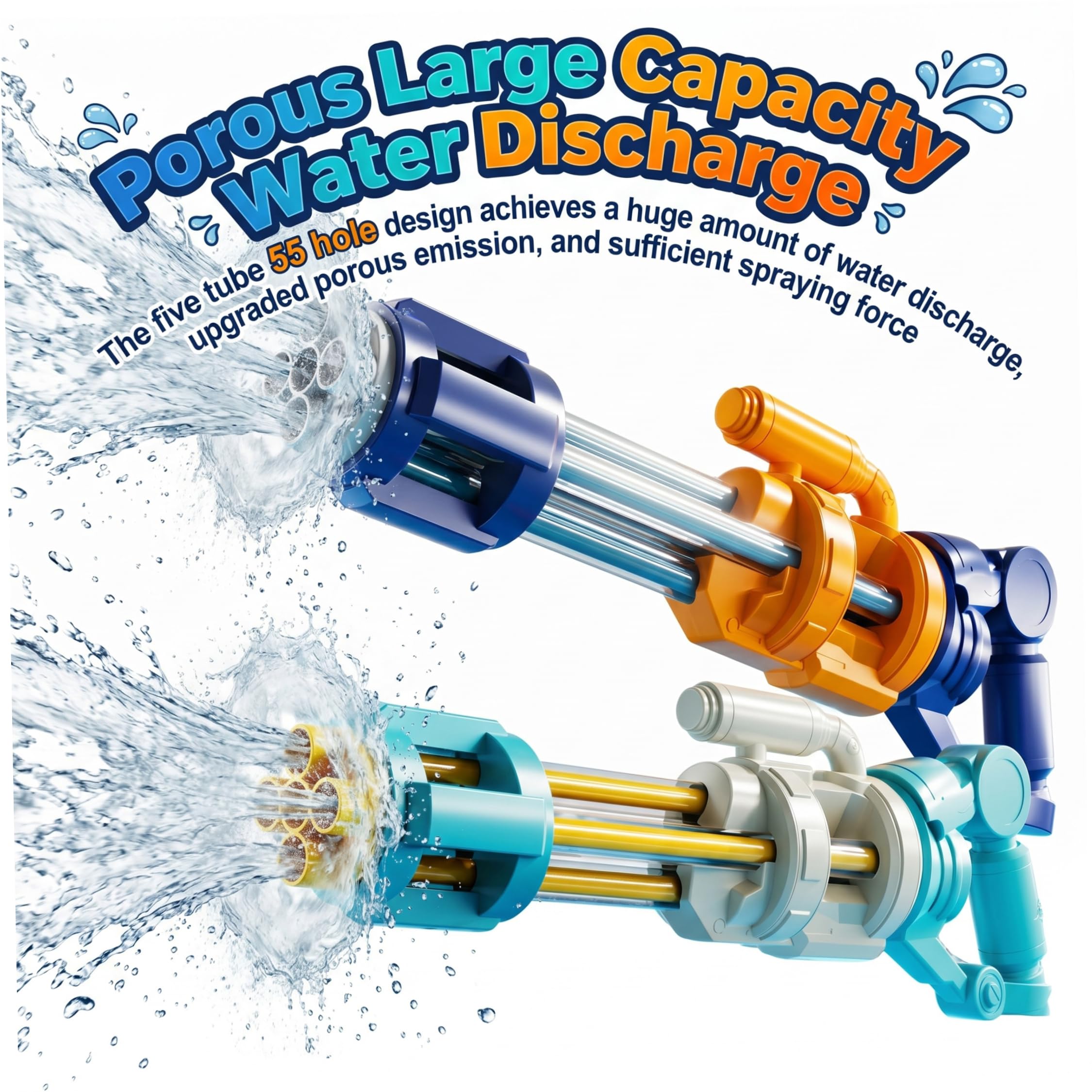Pistole | Pistole ad Acqua Super Soaker 2 Pezzi, Pistola ad Acqua con Macchina a Flusso con Portata di 49 Piedi per attività di Gioco di Feste in Giardino sulla Spiaggia, Azzurro e Blu Scuro