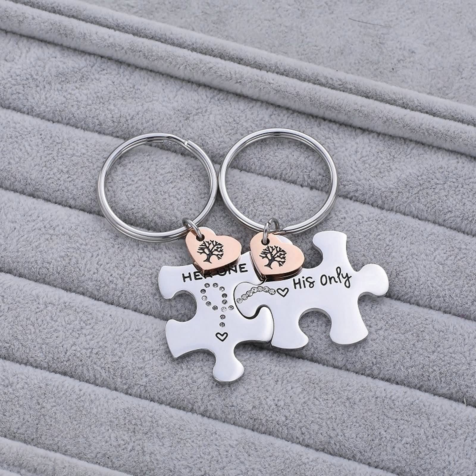 Unikalne breloki dla par, prezenty brelok srebrny para puzzle grawerowane dla niej tylko dla niego biżuteria ze stali nierdzewnej cyrkonia