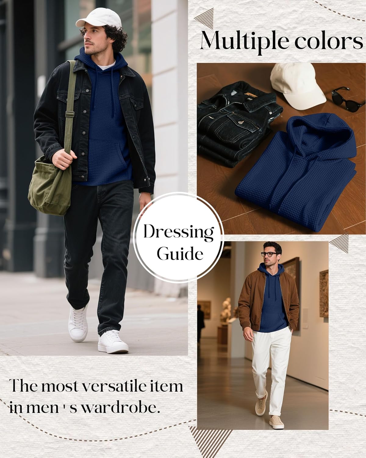 Men's Big and Tall Hoodies Sweatshirts Long Sleeve Waffle Knit Casual Pullover Drawstring Shirts with Pocket - Image 4