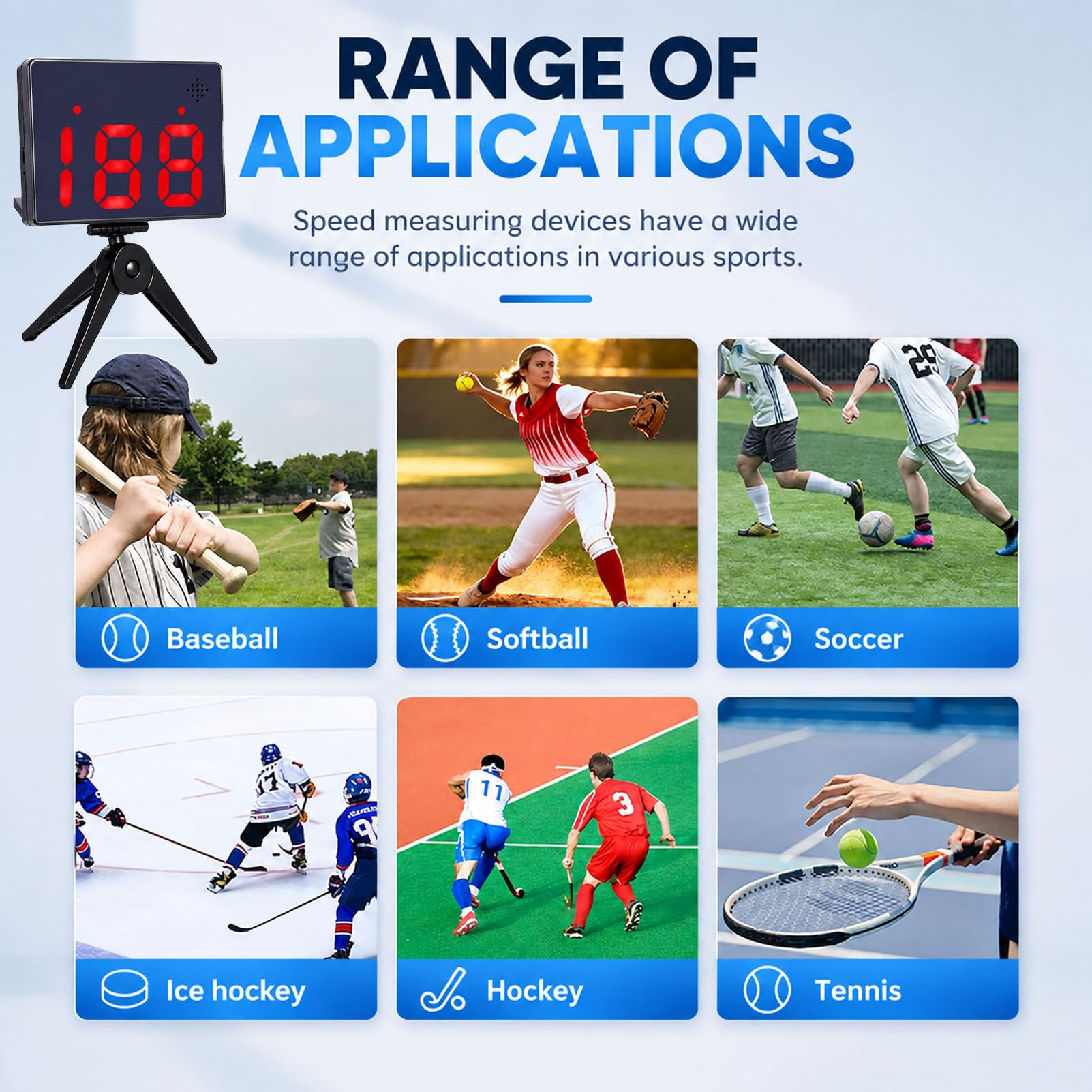Radar Profesional de Velocidad de béisbol con Pantalla LED