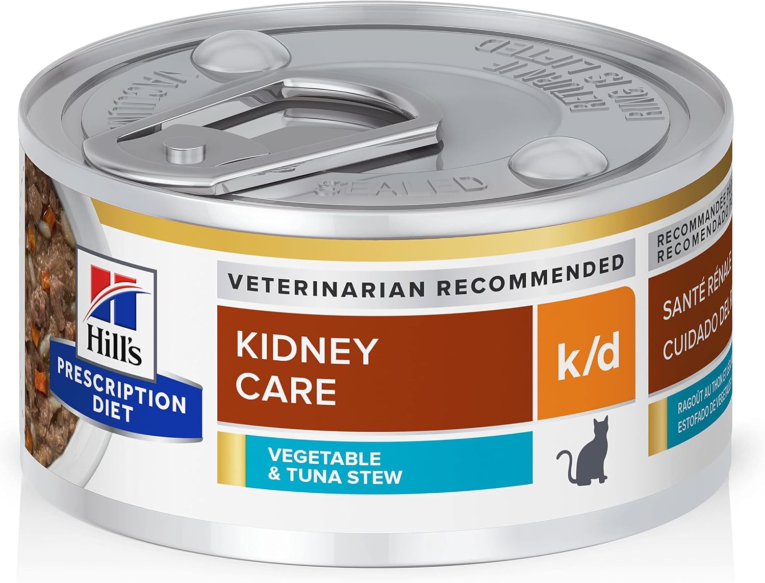 Hill's Prescription Diet k/d Kidney Care Vegetable, Tuna & Rice Stew Wet Cat Food, Veterinary Diet, 2.9 oz. Cans, 24-Pack