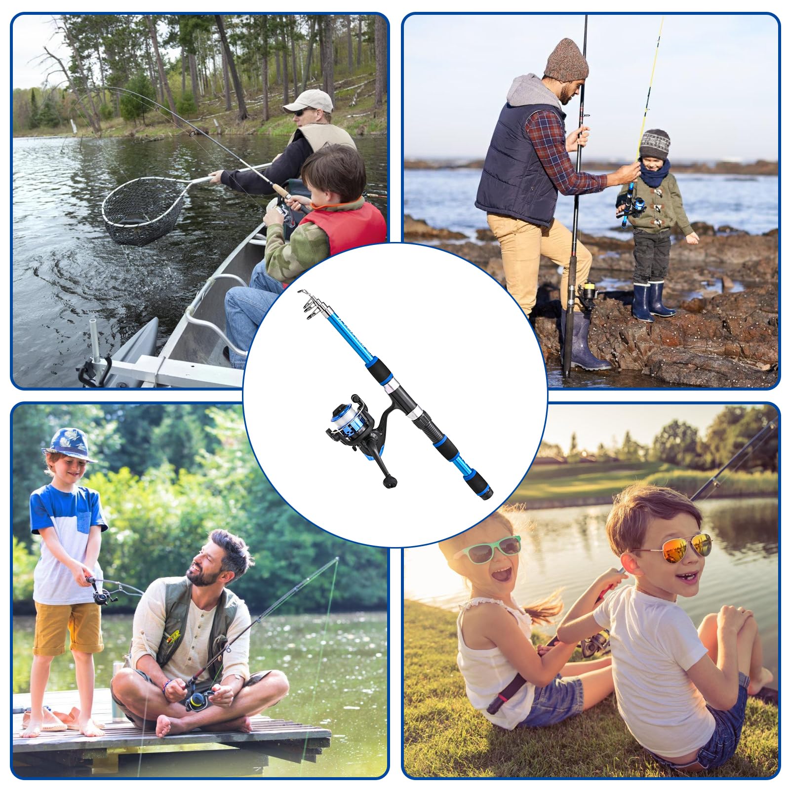 Kit De Pêche pour Enfants, Canne À Pêche Et Moulinet pour Enfants, Kit De Démarrage pour Enfants 2,1 M avec Moulinet Et Leurres, Canne À Pêche Télescopique, Kit De Canne À Pêche pour Enfants