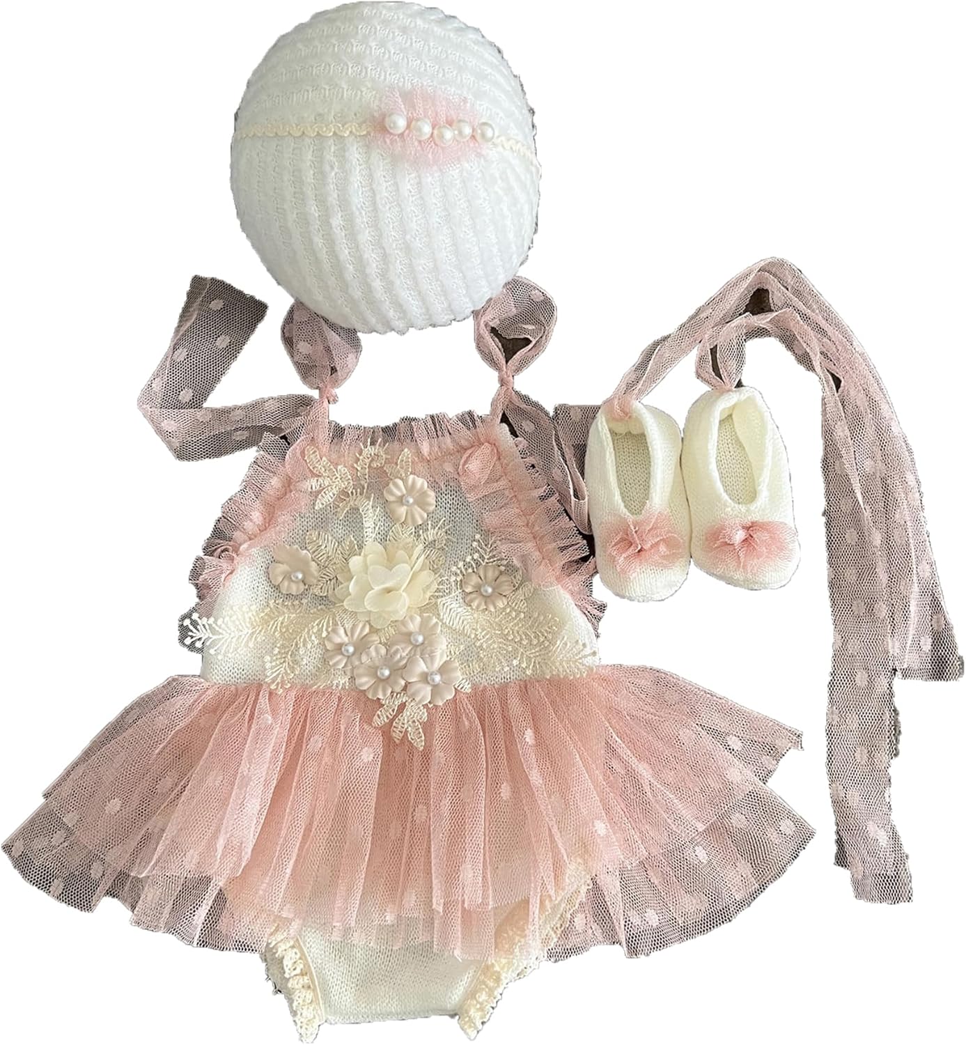 Vemonllas Newborn Photography Outfits Girl Newborn Photography Props Headband Lace Tutu Rompers Newborn Photoshoot Outfit