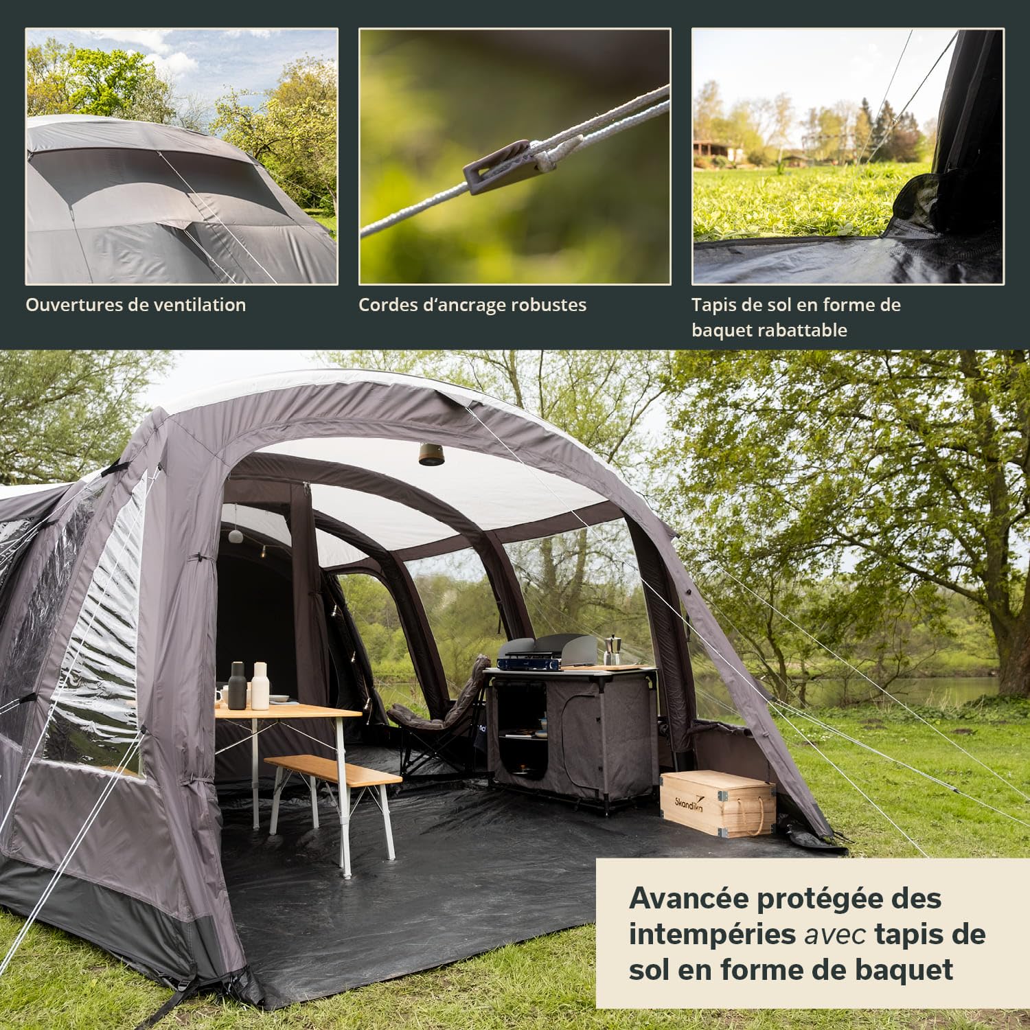 Skandika Timola 6 Air Tente de Camping Gonflable pour 6 Personnes | avec/sans Technologie Sleeper, Colonne d'eau 4000 mm, Hauteur 220 cm, bâche