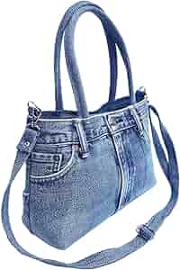 BDJ Classic Blue Denim Jean Pants Women Top Handle Shoulder