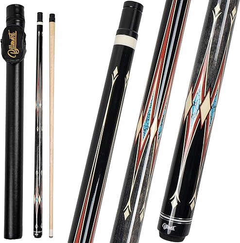 Taco de billar, tacos de billar con estuche rígido, 2 piezas de 58 pulgadas para mesa de billar, taco de billar con punta de 13 mm, 19-21 oz taco de