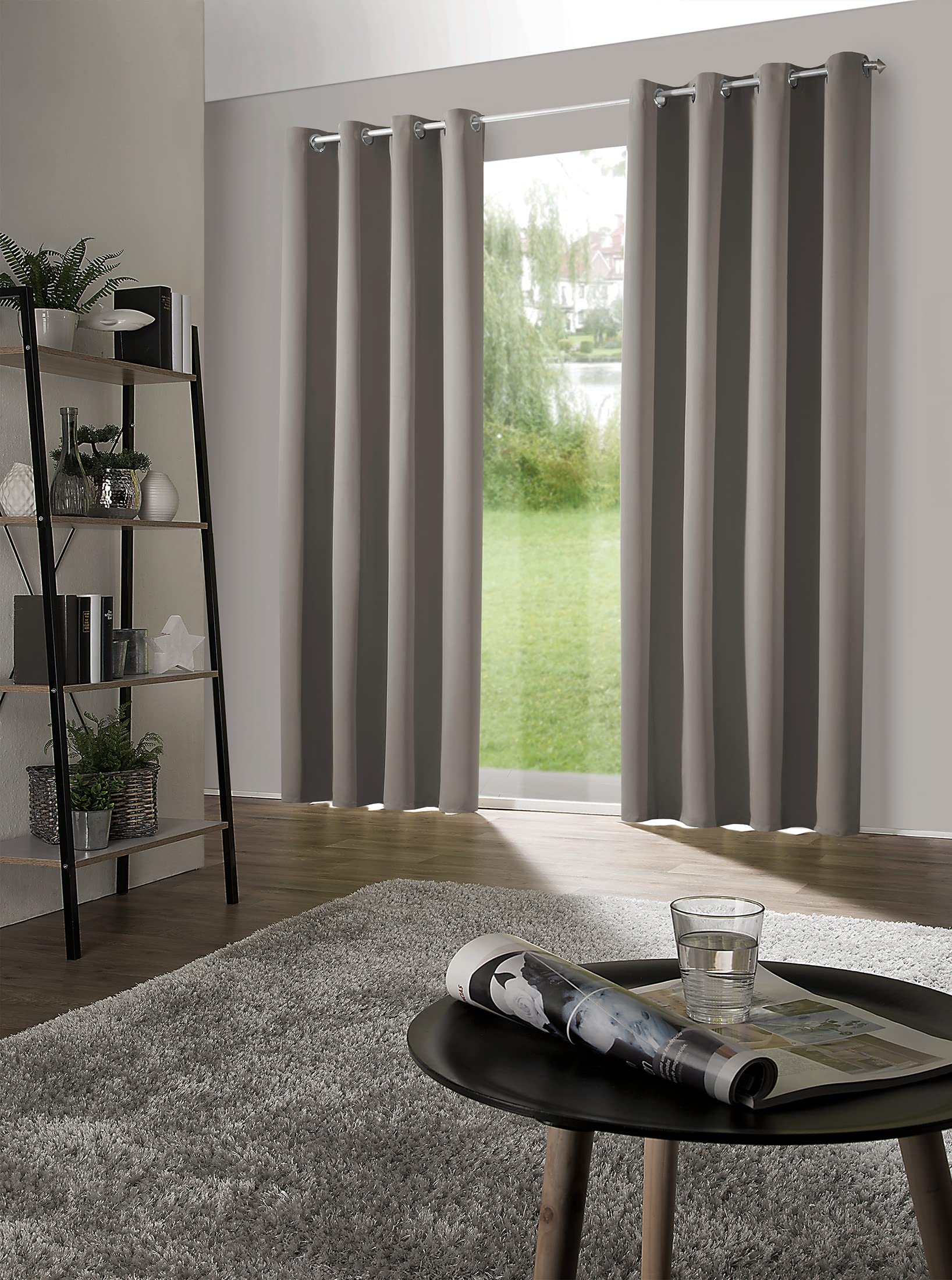 heimtexland ® XXL Ösenschal Verdunkelung HxB 245x275 cm Thermovorhang Verdunkelungsgardine Extra Breit Schlamm Braun Typ139