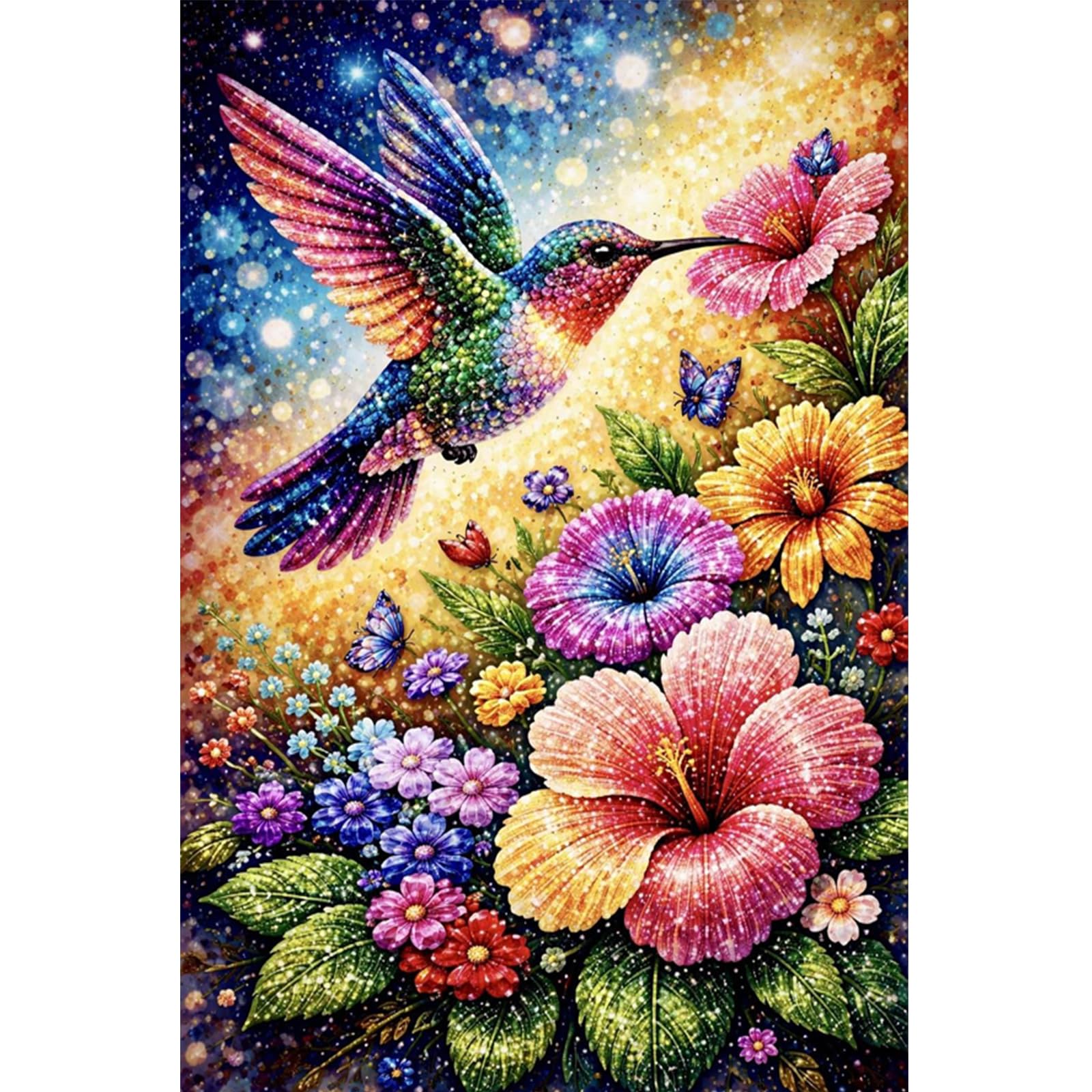 Poetrydraw Flowers And Birds Diy 5D Round Drill Diamond Art Kit 40X60cm Large Painting Crafts For Adults & Beginners Gift H