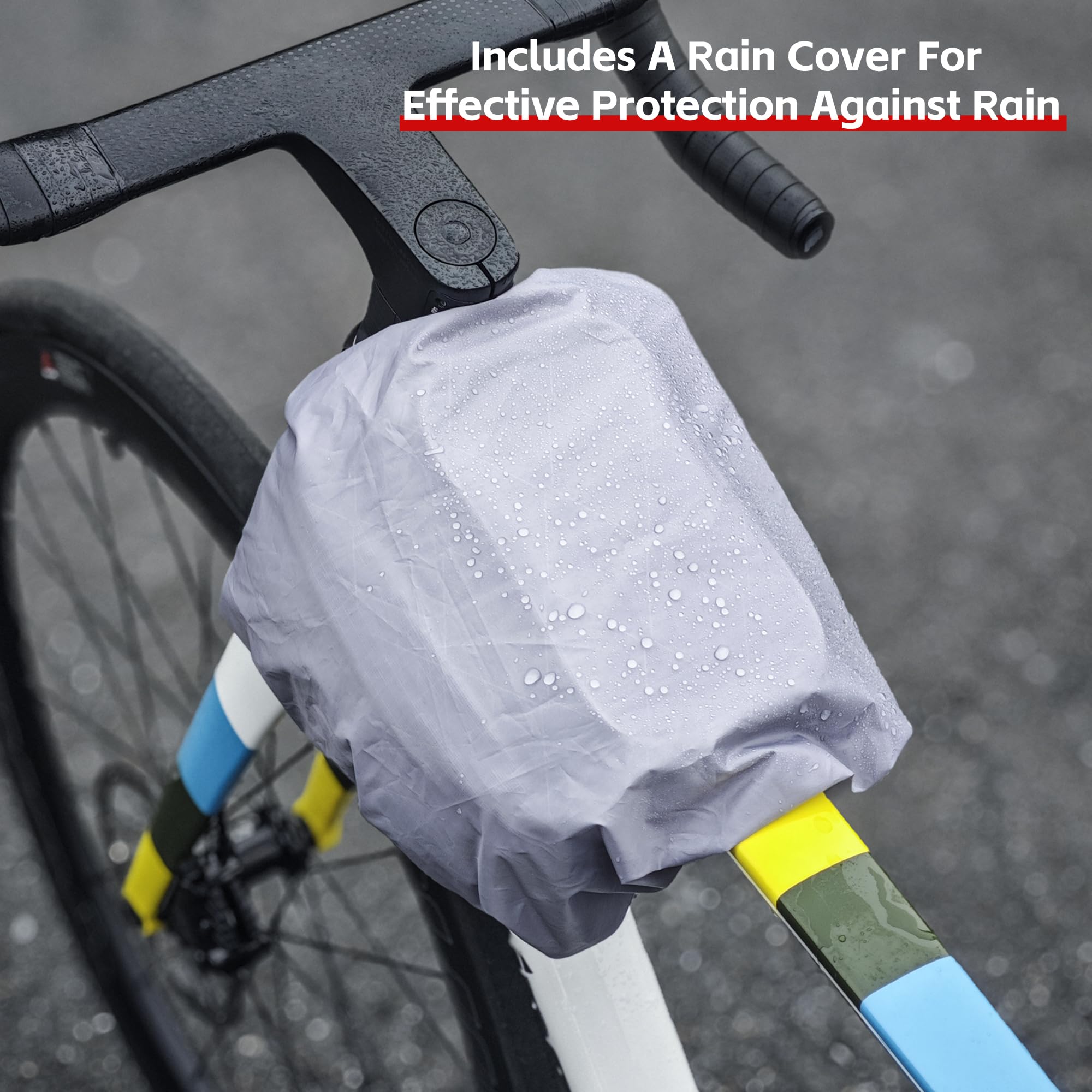 Rhinowalk Fahrrad Rahmentasche mit Handyhalter – wasserdichte Oberrohrtasche mit Regenschutz, Doppelseitige Aufbewahrung mit Reißverschluss & Magnetverschluss, Touchscreen Handyhülle (Schwarz)
