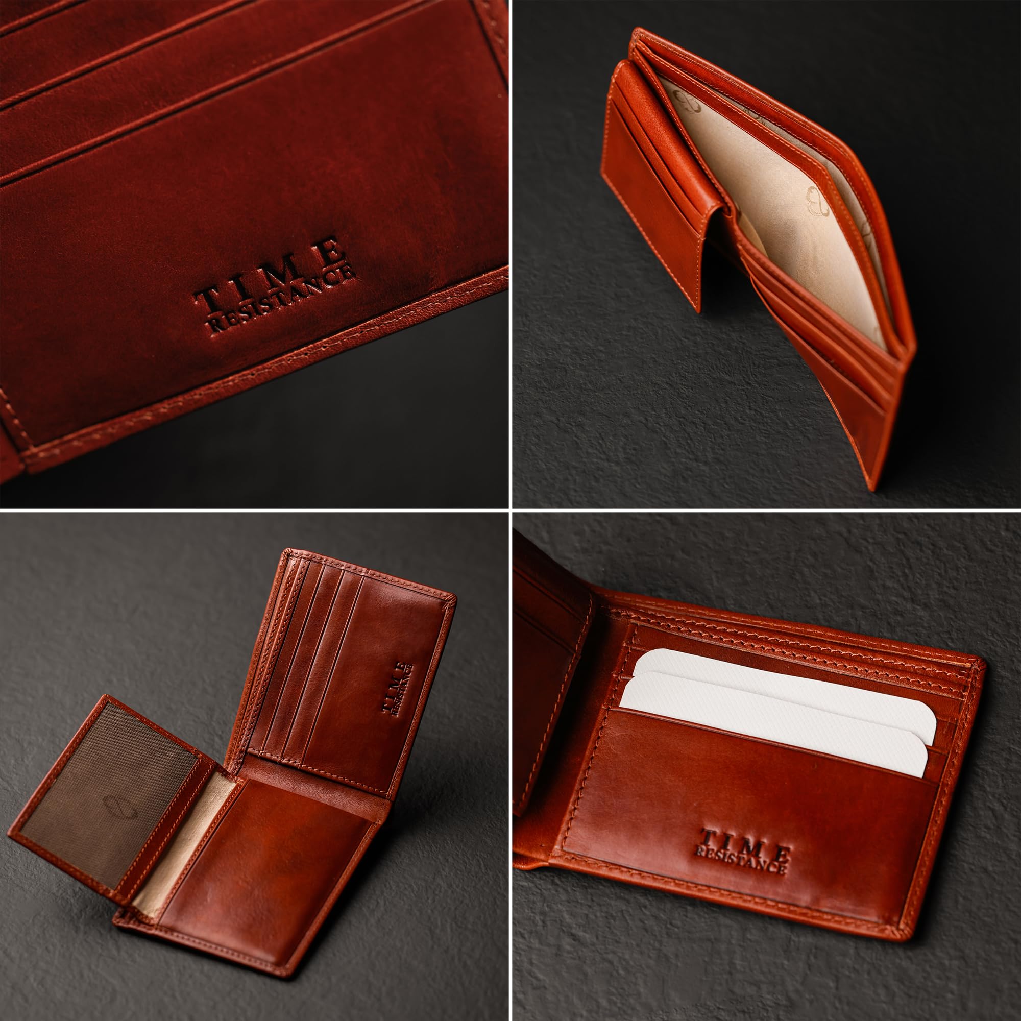 Time Resistance Portafoglio in Pelle Design Minimalista Fatto a Mano in Italia – Portafoglio Con Scomparti per Carte di Credito e Contanti