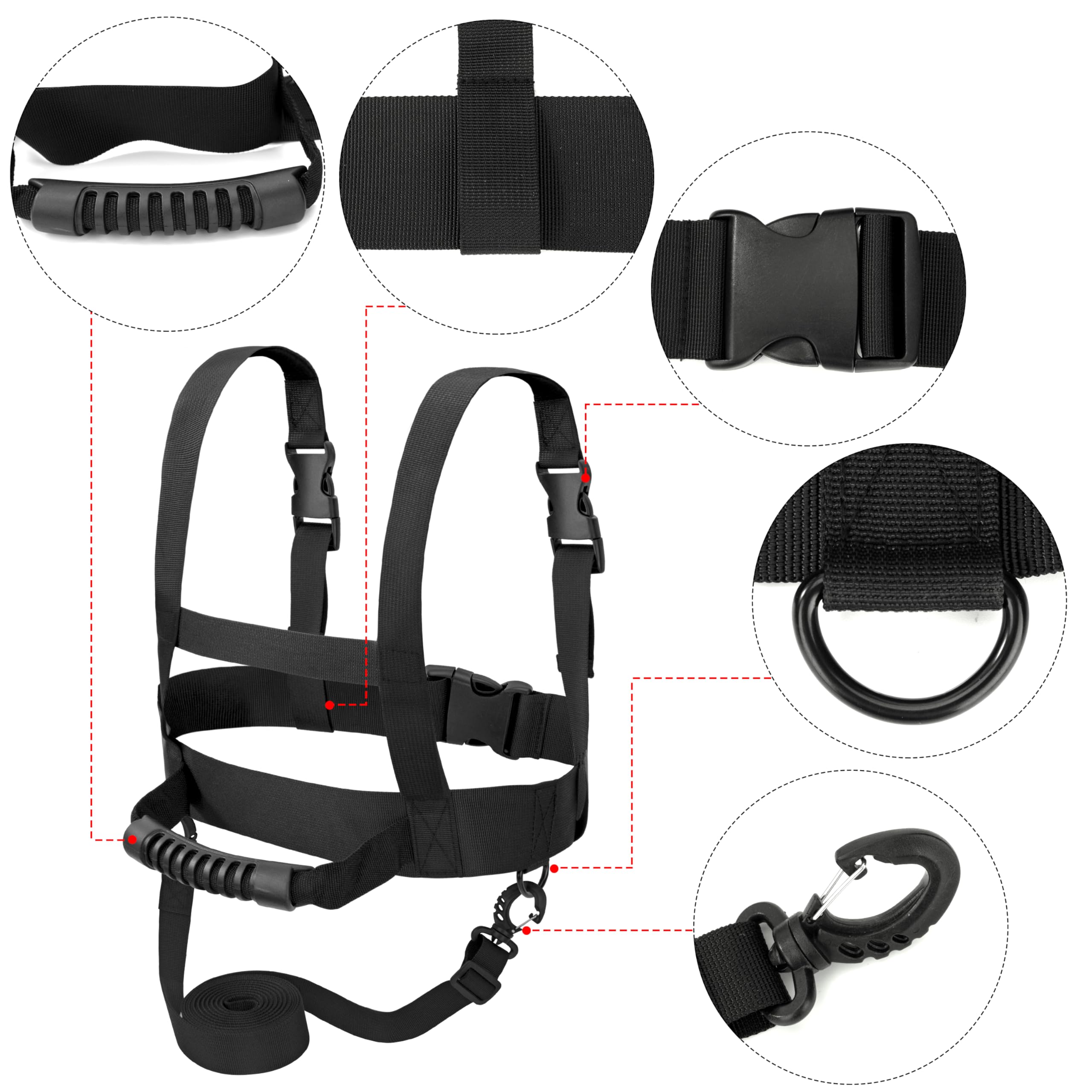 Imbracatura da Sci e Snowboard Imbracatura da Allenamento da Sci Regolabile con Guinzaglio Staccabile per Bambini Principianti Nero