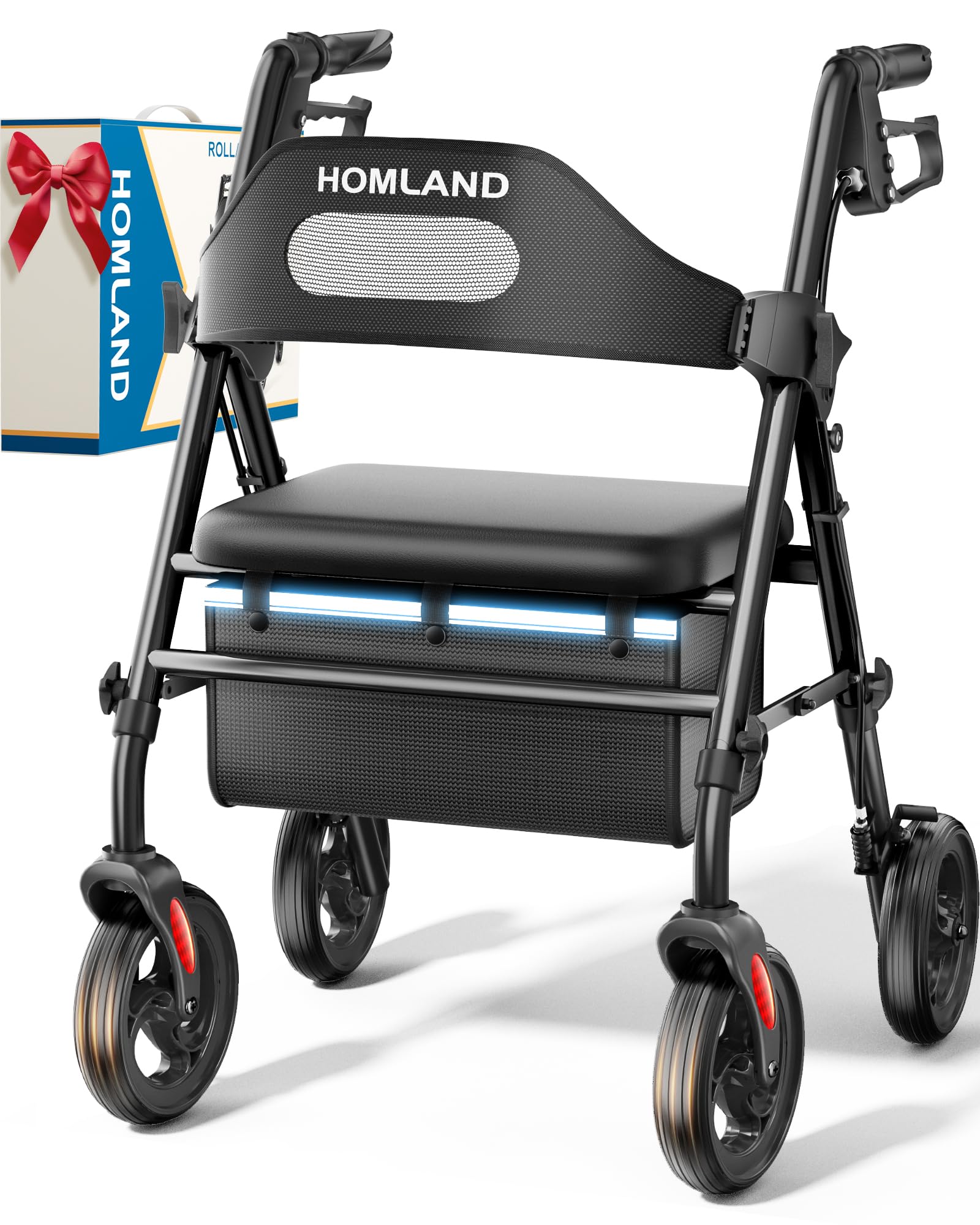 HOMLAND Foldable Rollator Walker for Seniors with Seat, 16" Extra-Wide Seat — Amazon image 10