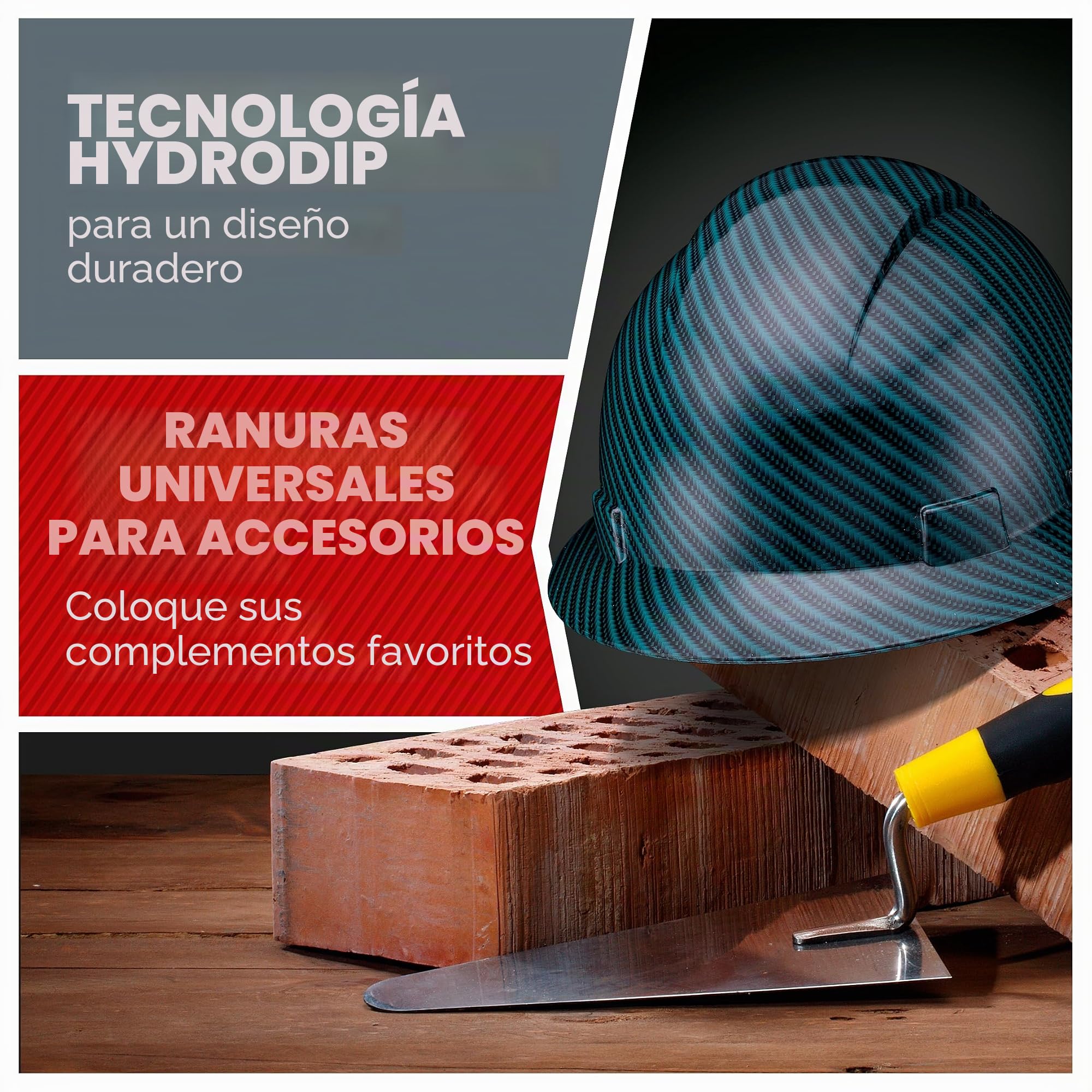 Casco de seguridad de ala completa con diseño de fibra de carbono verde con acabado brillante Casco de seguridad OSHA con suspensión de 6 puntos