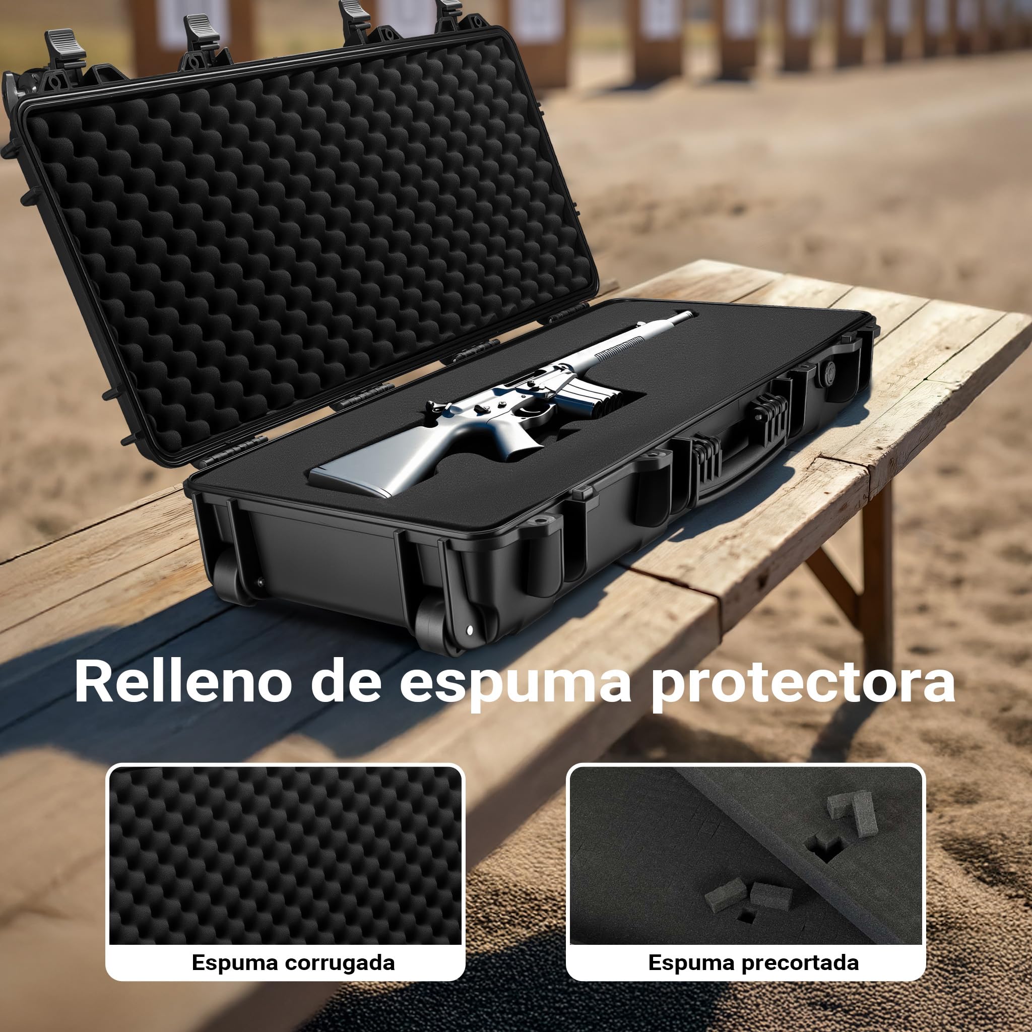 WilTec Maletín para Armas largas 97.8 x 42 x 17.3 cm con Espuma pre-Cortada Compacto y Ligero de PP para Transporte Seguro de Rifles y escopetas con asa ergonómica