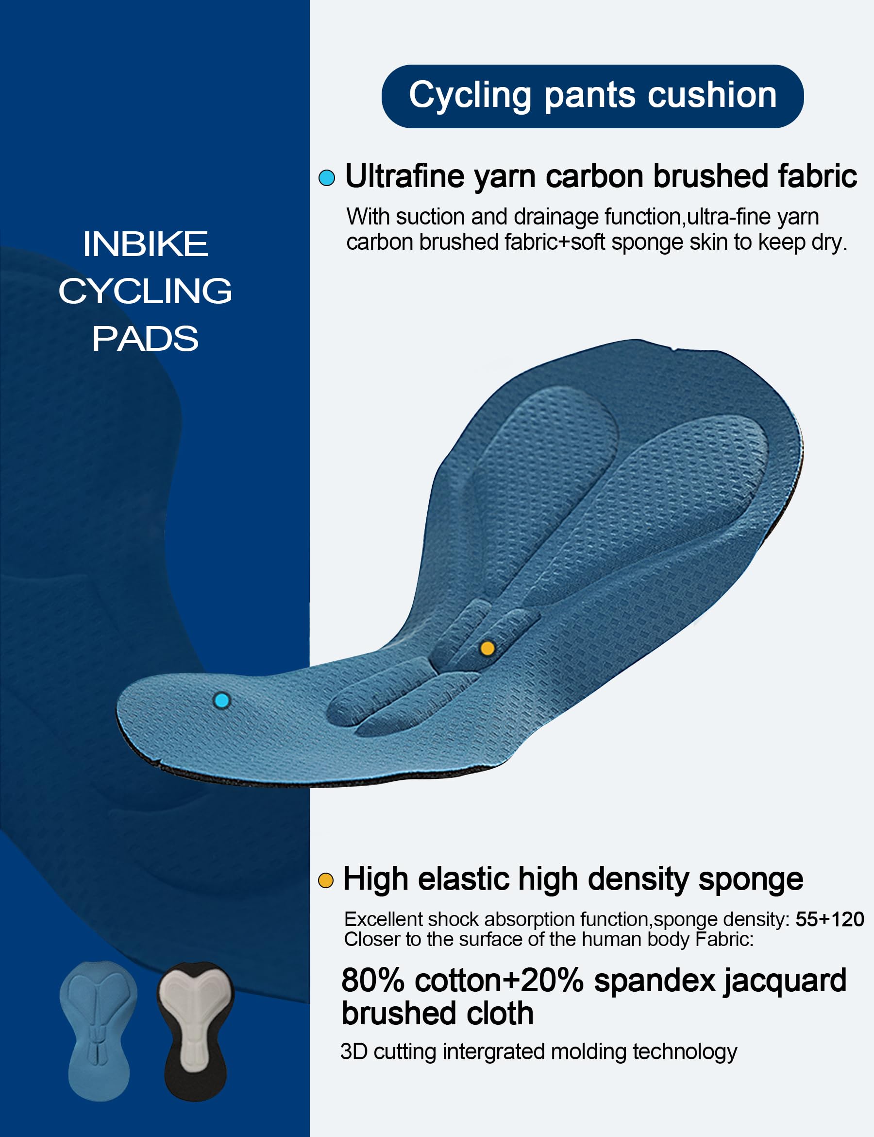INBIKE Culote Largo Ciclismo Hombre Pantalones Largos Negro Bicicleta Transpirable Cómodo Bolsillos