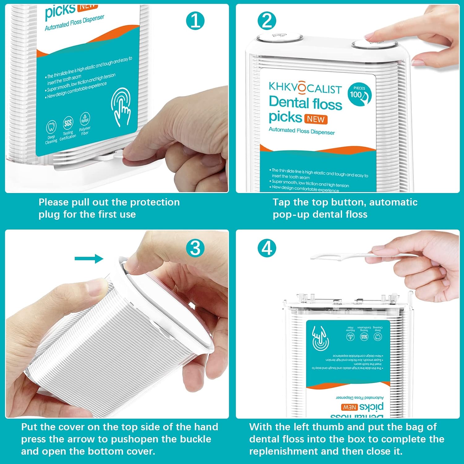 Buy Dental Floss Picks Dispenser, Popup Flossers Holder Automatic