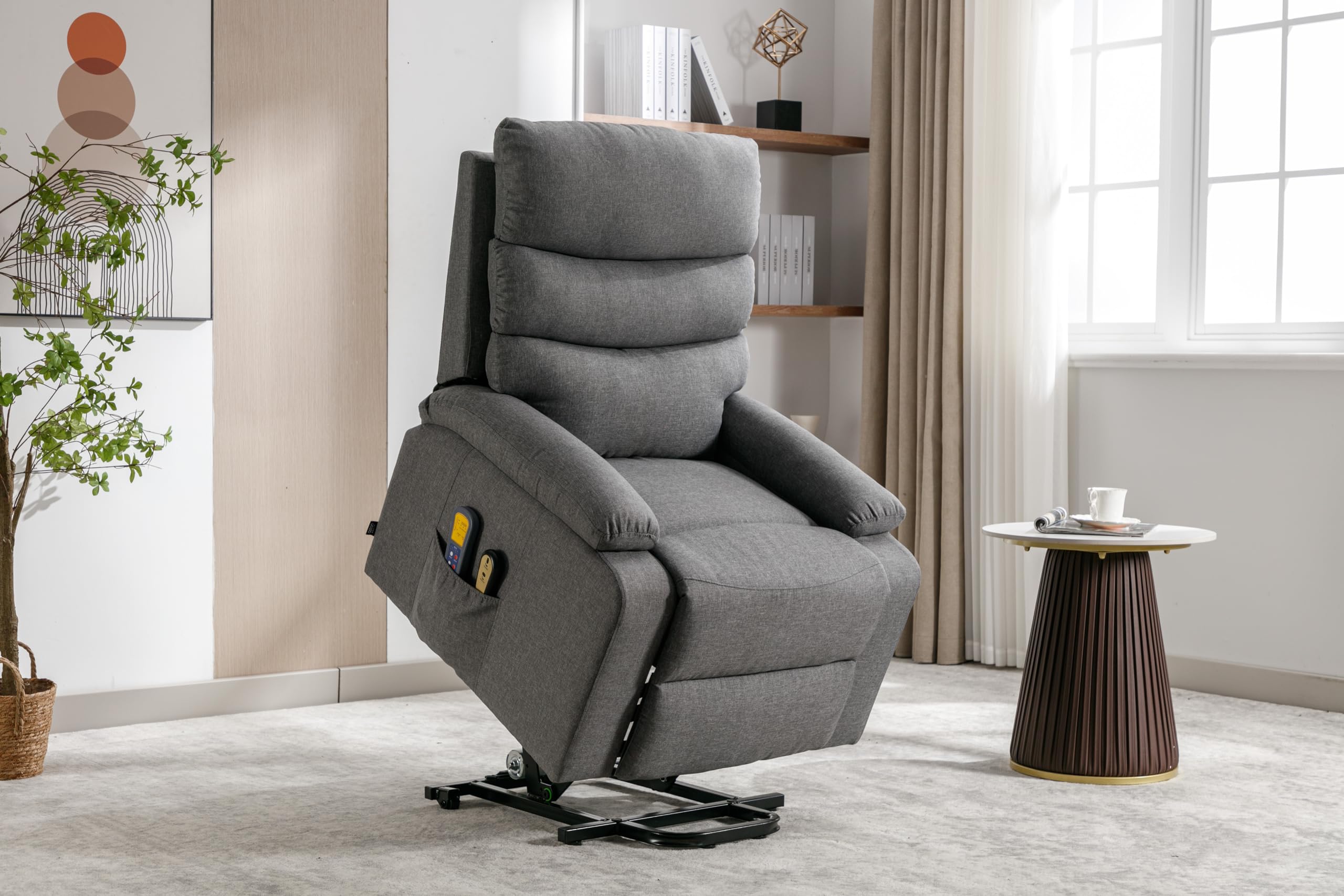 ASTAN HOGAR Poltrona Relax con Funzione Auto-Aiuto (Levanta Persone), Reclinazione Elettrica, Massaggio E Termoterapia, Modello Ceci AH-AR10520GR