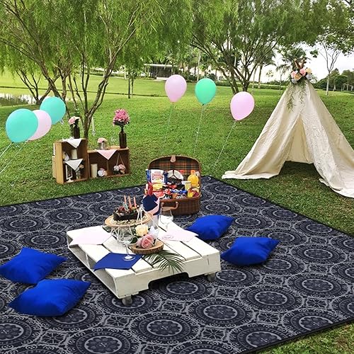 Miniatura 127 de Manta de picnic extra grande impermeable plegable (80 x 80 pulgadas), manta de playa impermeable a prueba de arena, 3 capas para el aire libre