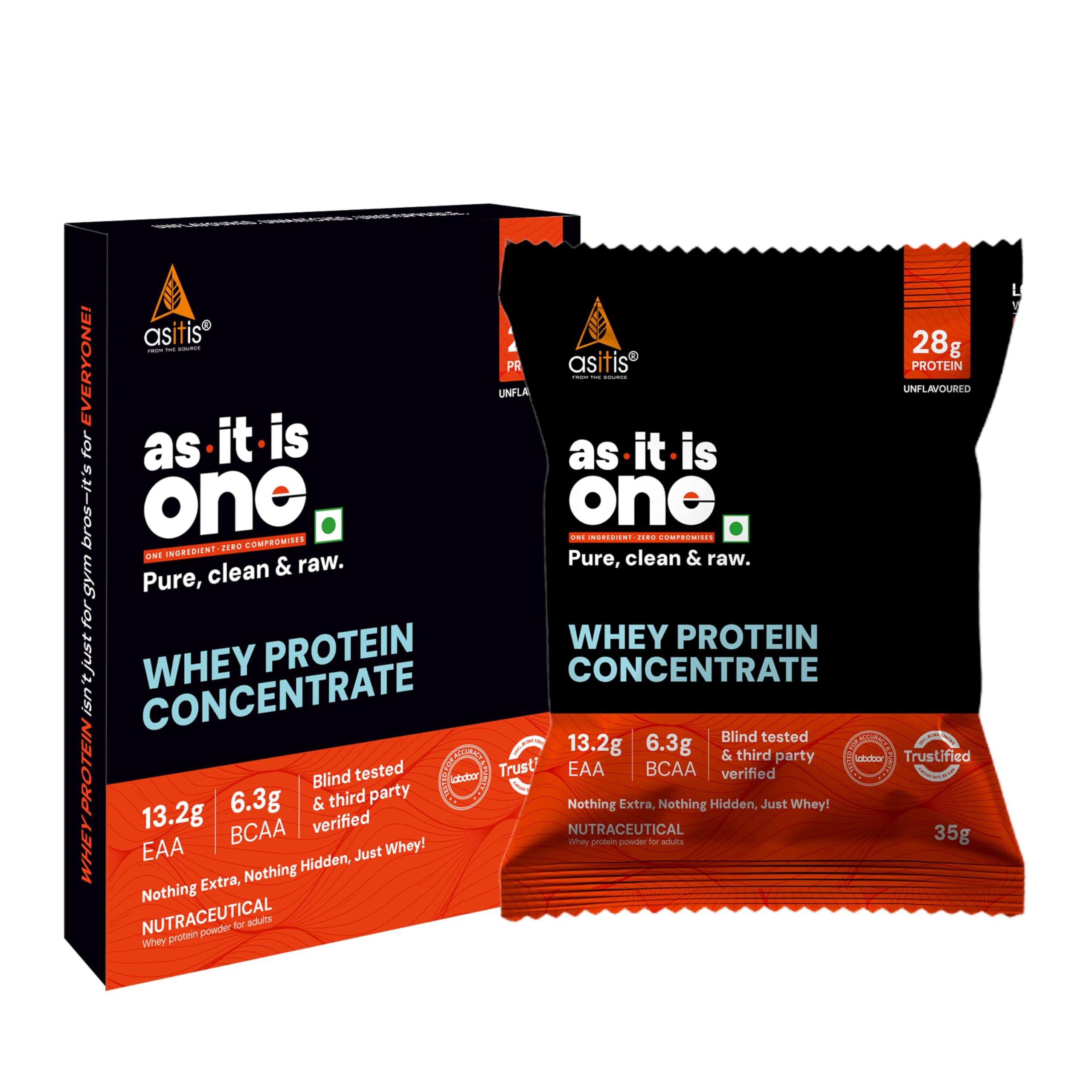 AS-IT-IS Nutrition Whey Protein Concentrate 80% Single Serving Sachet - 30g | Unflavoured, Labdoor Certified-image-22