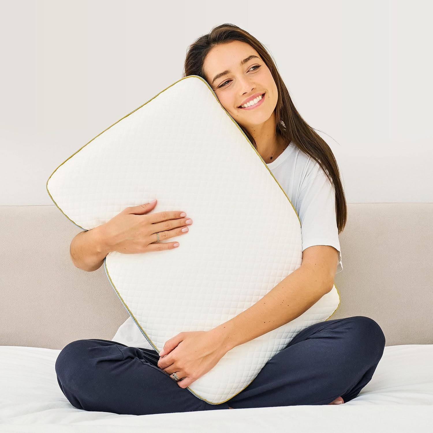 ComfyCozy Classic Memory Foam Pillow and Silk Eye Mask - Ergonomic Orthopedic Bed Pillows for Neck Shoulder Back Pain Relief and Sleep Support - Contour Cervical Front Side Sleeper Comfort