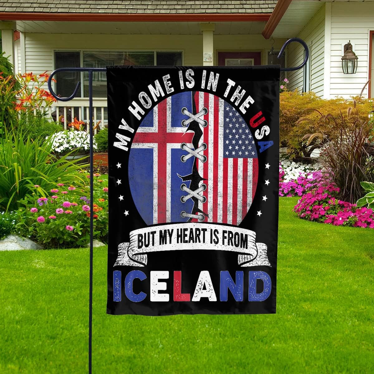 Flag Made in America with Icelandic Parts Iceland U.S.A Friendship American Flag Patriotic House Flag (29.5" x 39.5") Double Sided-USA Flags Premium Polyester-Decorative Indoor Outdoor Flag