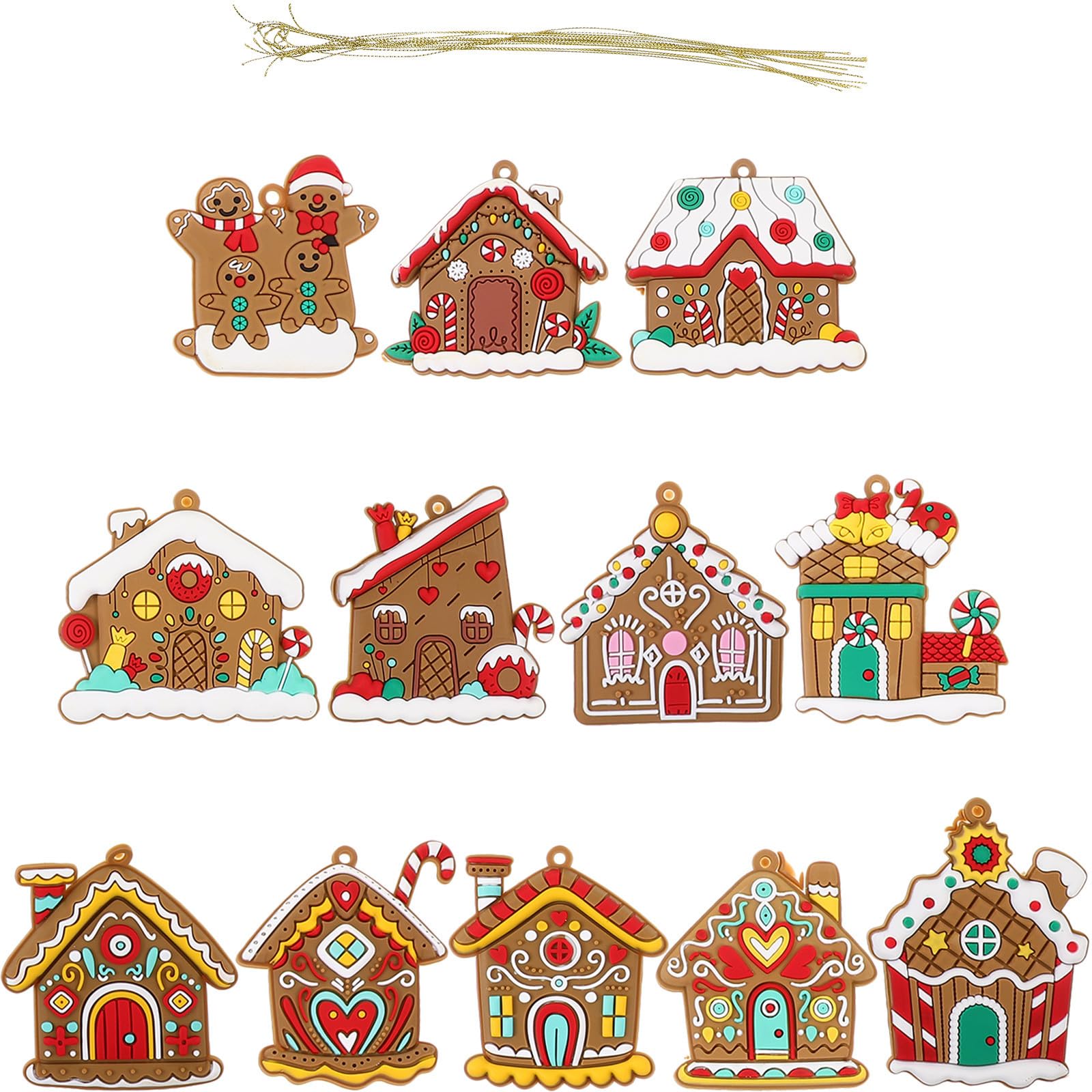 Toyvian 48 Piezas Adorno Colgante de Casa de Jengibre Navideña en PVC para