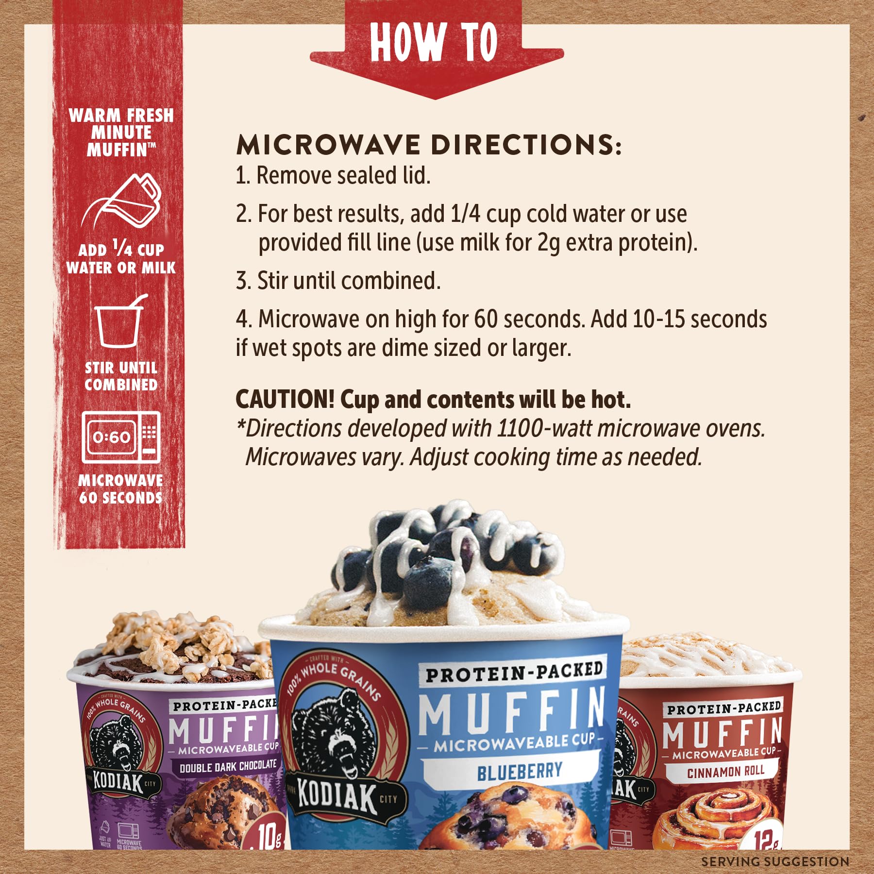 Kodiak Lot de 12 moules à muffins à grains entiers riches en protéines