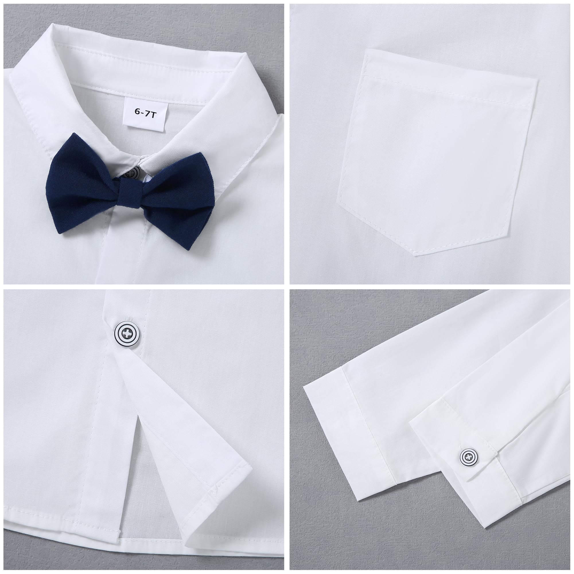 Jungen Anzug Gentleman Outfit 6-10 Jahre Festlich Bekleidungsset Taufanzug Hochzeitanzug Langarm Hemd Weste Bowtie Hosenträge