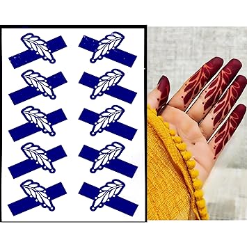 Anafri 10 pieces of stylish and trendy beautifull designer reusable henna tattoo FINGER STENCIL STICKER (temperary tattoo) for both hand fingers for girls, women and kids