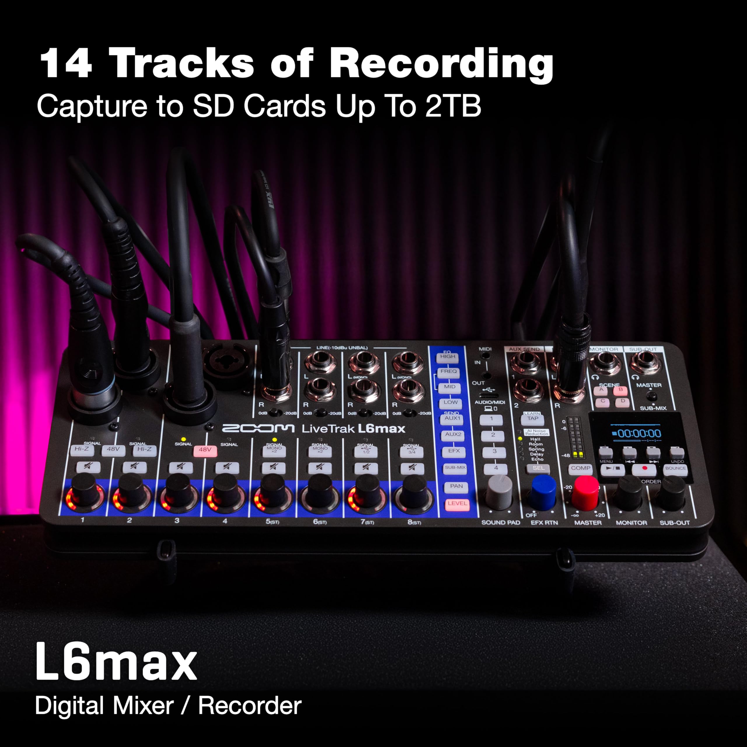 Amazon.com: Zoom LiveTrak L6max Digital Mixer and Recorder, 12
