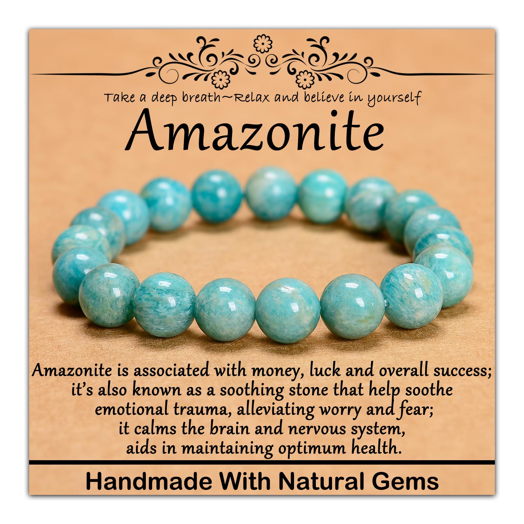Natural Healing Gemstone Bracelet Handmade Yoga Stretch Elastic Bracelet Stress Relief Crystal Jewelry for Men and Women