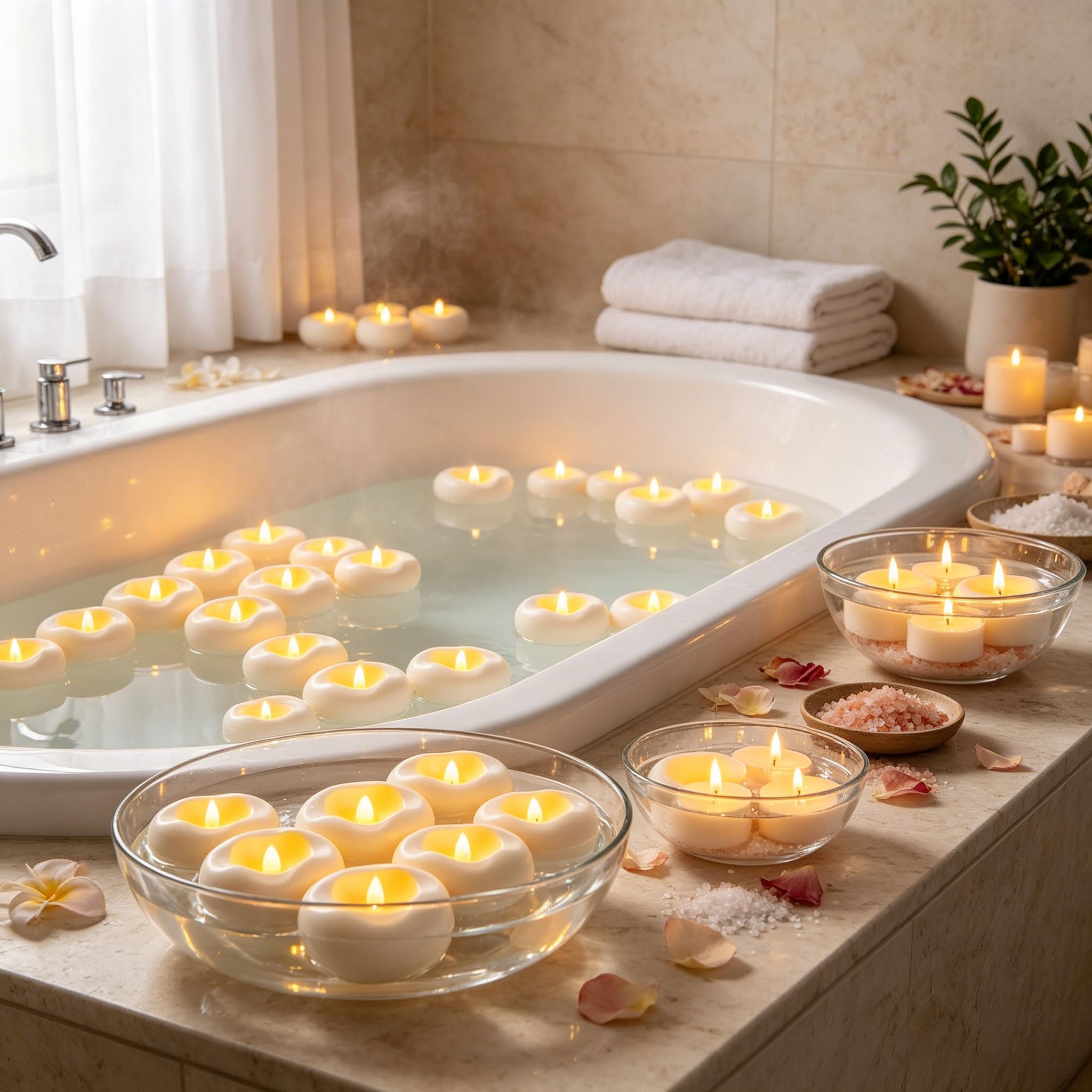 24 Pièces Bougies Flottantes LED à Activation par Eau, Piles CR2032 Incluses, Sans Flamme pour Décoration Maison & Fête