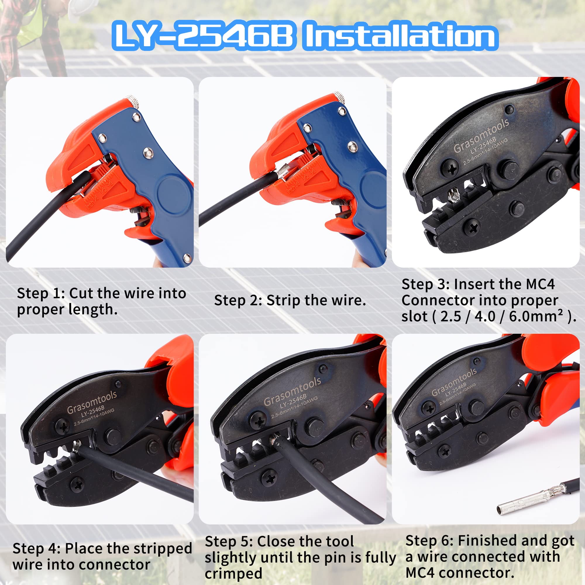 Pinze di piegatura solare per 2.5/4.0/6.0mm ² pannello solare PV cavo (Solar crimping pliers)