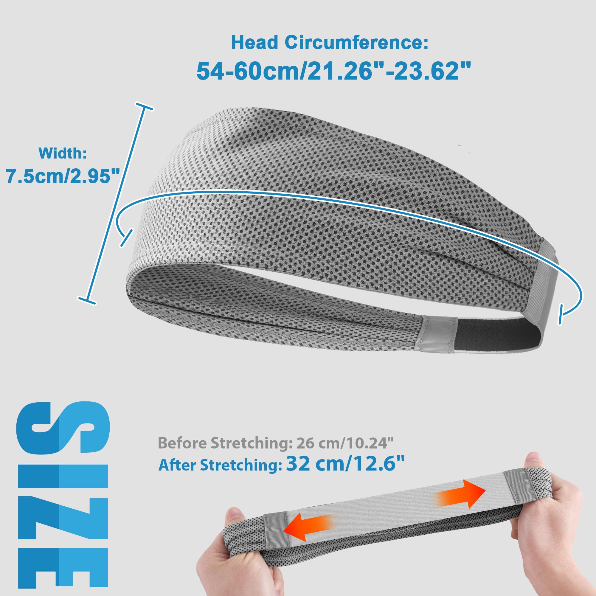 Sukeen Kühlendes Sport-Stirnband für Herren: Feuchtigkeitsableitend, rutschfest, schnell trocknend, elastisch, für Fitnessstudio, Laufen, Tennis