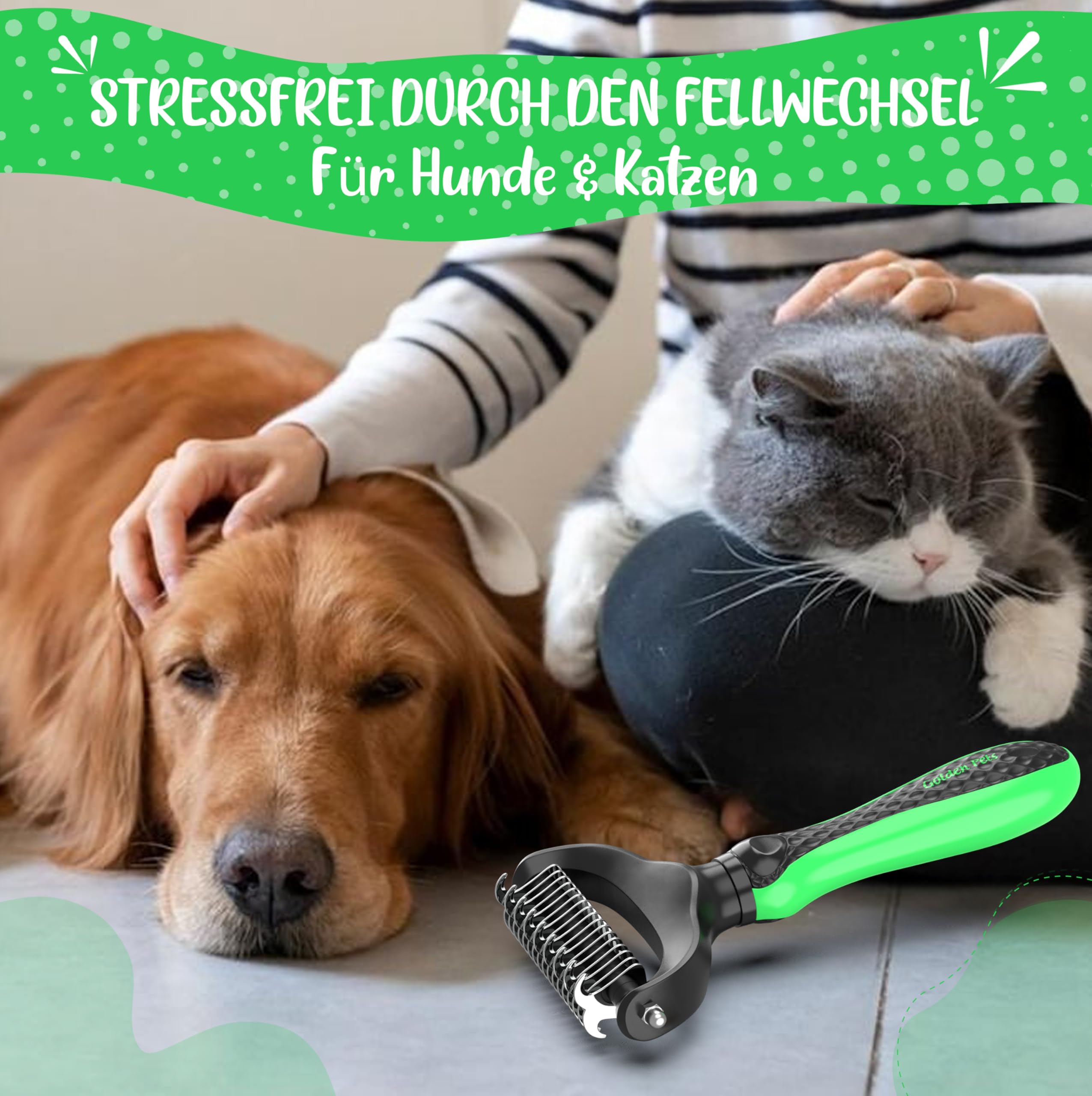 TESTURTEIL SEHR GUT Unterwollbürste & Unterfellbürste I Hundebürste & Katzenbürste für langhaar I Unterwollkamm entfernt Unterwolle & Verfilzungen
