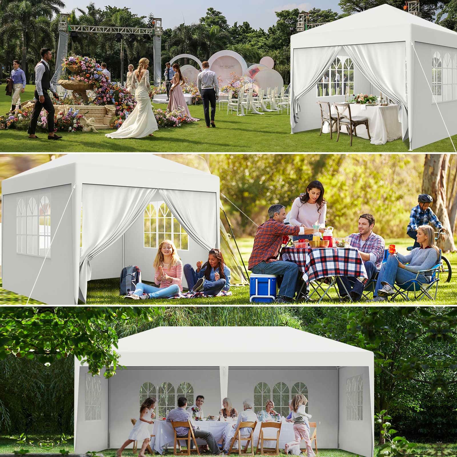 Kuro sagol Pavillon 3x6m，Partyzelt mit Abnehmbaren Seitenteilen,UV Schutz,Windschutz,Wasserdicht,Stabil,Faltpavillon,Gartenpavillon,Gartenzelt für Markt,Festival,Camping,Hochzeiten,Weiß