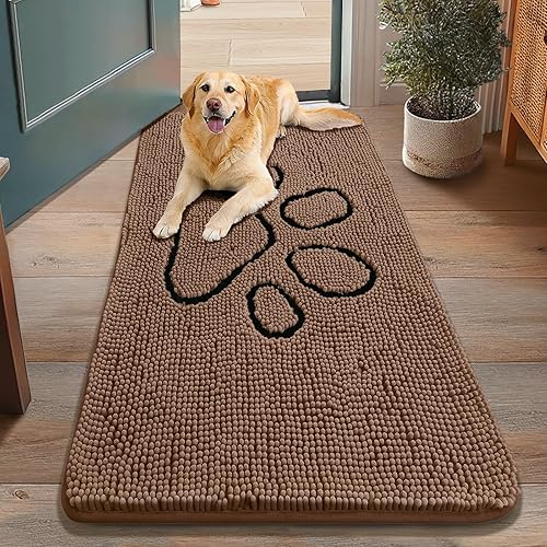 Miniatura 227 de Smiry Tapete para puerta de perro para patas fangosas, absorbente que atrapa la suciedad, antideslizante, de secado rápido, lavable, tapete de