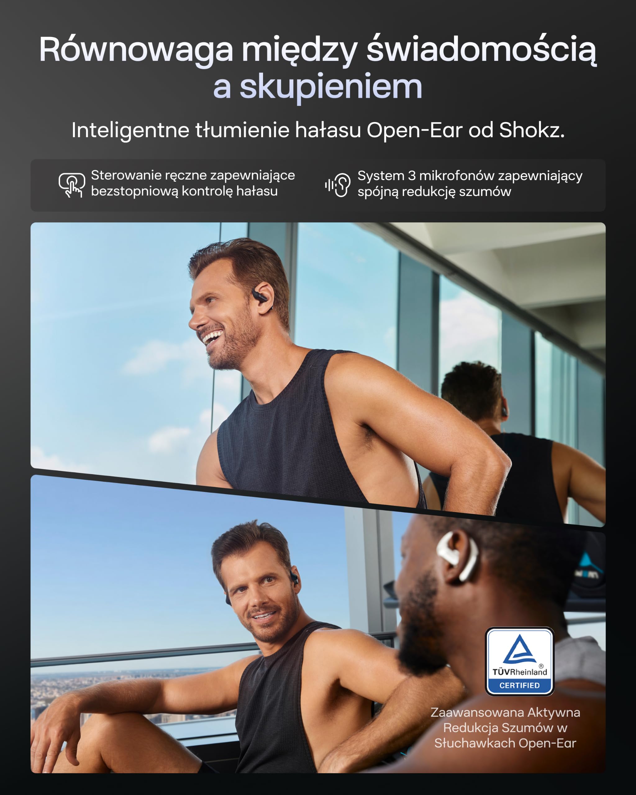 SHOKZ OpenFit Pro Open-Ear True Wireless Słuchawki, redukcja szumów, Dolby Atmos, głęboki bas, do 50 h pracy, AI dla wyraźnych połączeń, idealne do pracy i sportu, Bluetooth 6.1, IP55, Białe