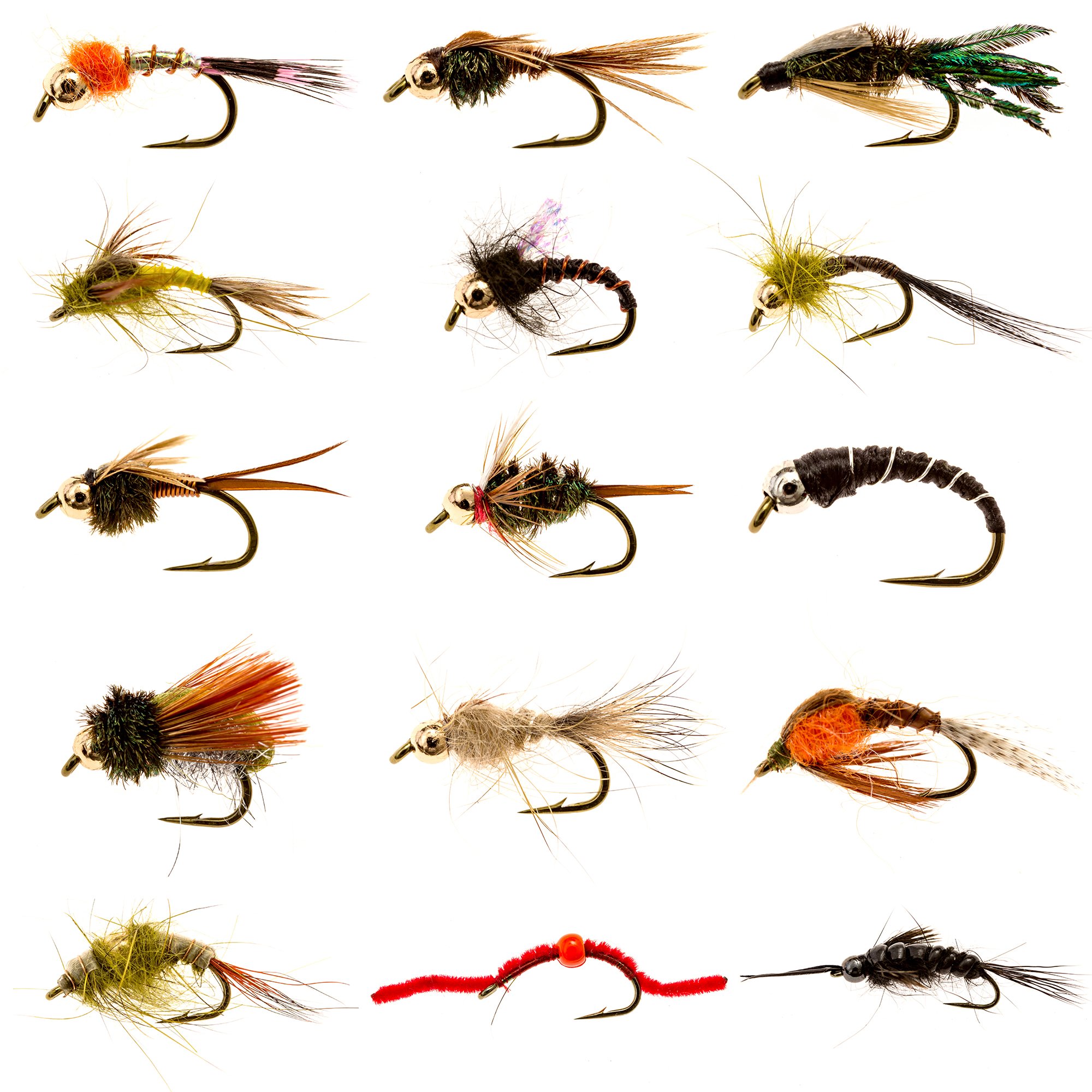 Manefish Nymph Flies Army - 15 Essential Nymph Flies Perfect for Trout, Bass and Bluegill