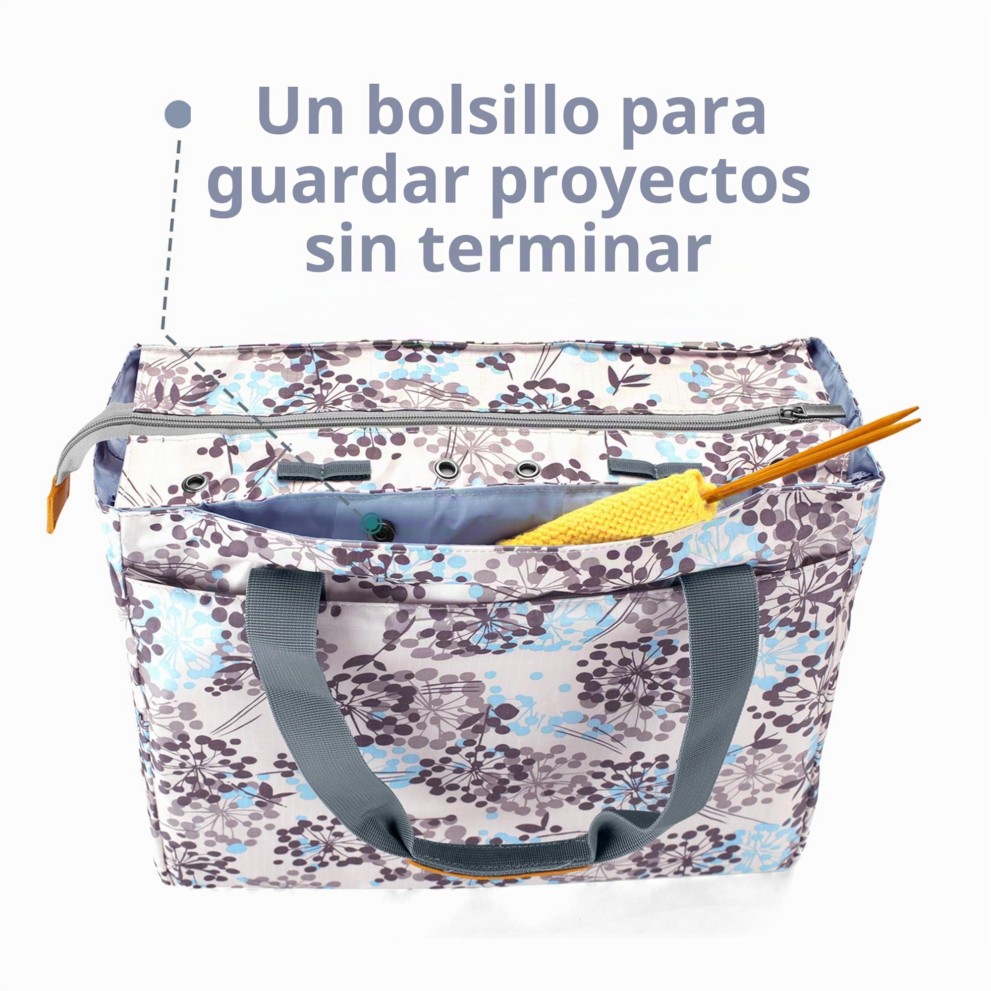 Teamoy Bolsa de Ovillos Almacenamiento para Crochet Bolso Ligero para Agujas(Sin Accesorios) (Diente de león)