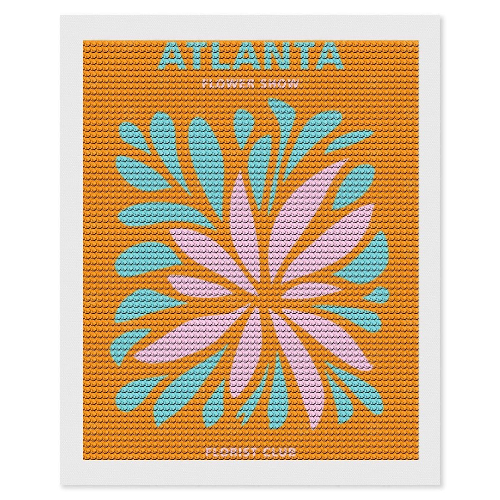 Junmoney Atlanta Florist Club Diamond Painting Canvas Set 16"x20", Boho Decor, for Craft Lovers, Easy Handmade Project, Holiday Gift Idea