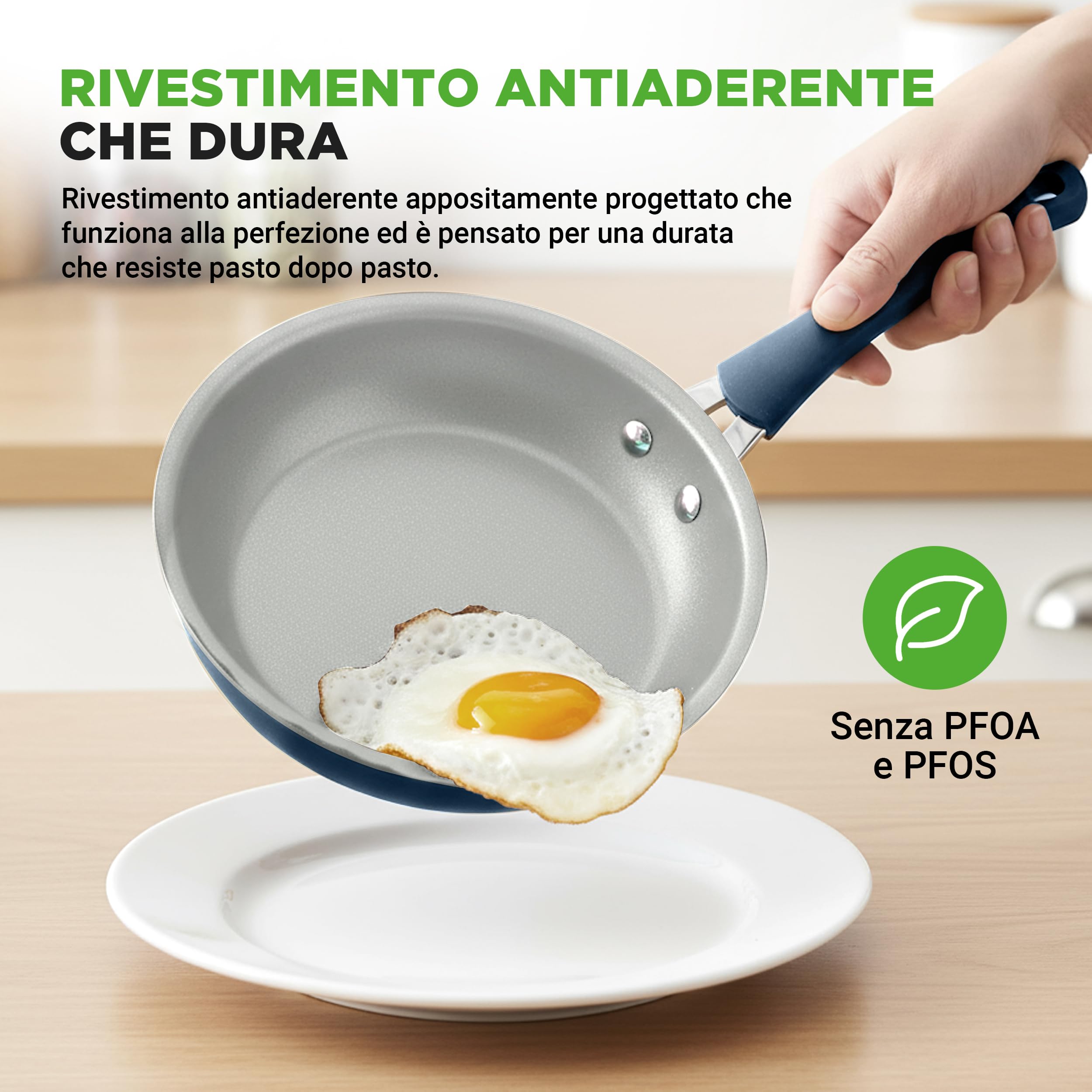 NutriChef Set di Pentole e Padelle Antiaderenti 20 Pezzi, Padella Antiaderente, Manici a Prova di Calore, Adatto per Fornelli a Gas, Elettrici e a Induzione, Facile da Pulire, Blu Marino