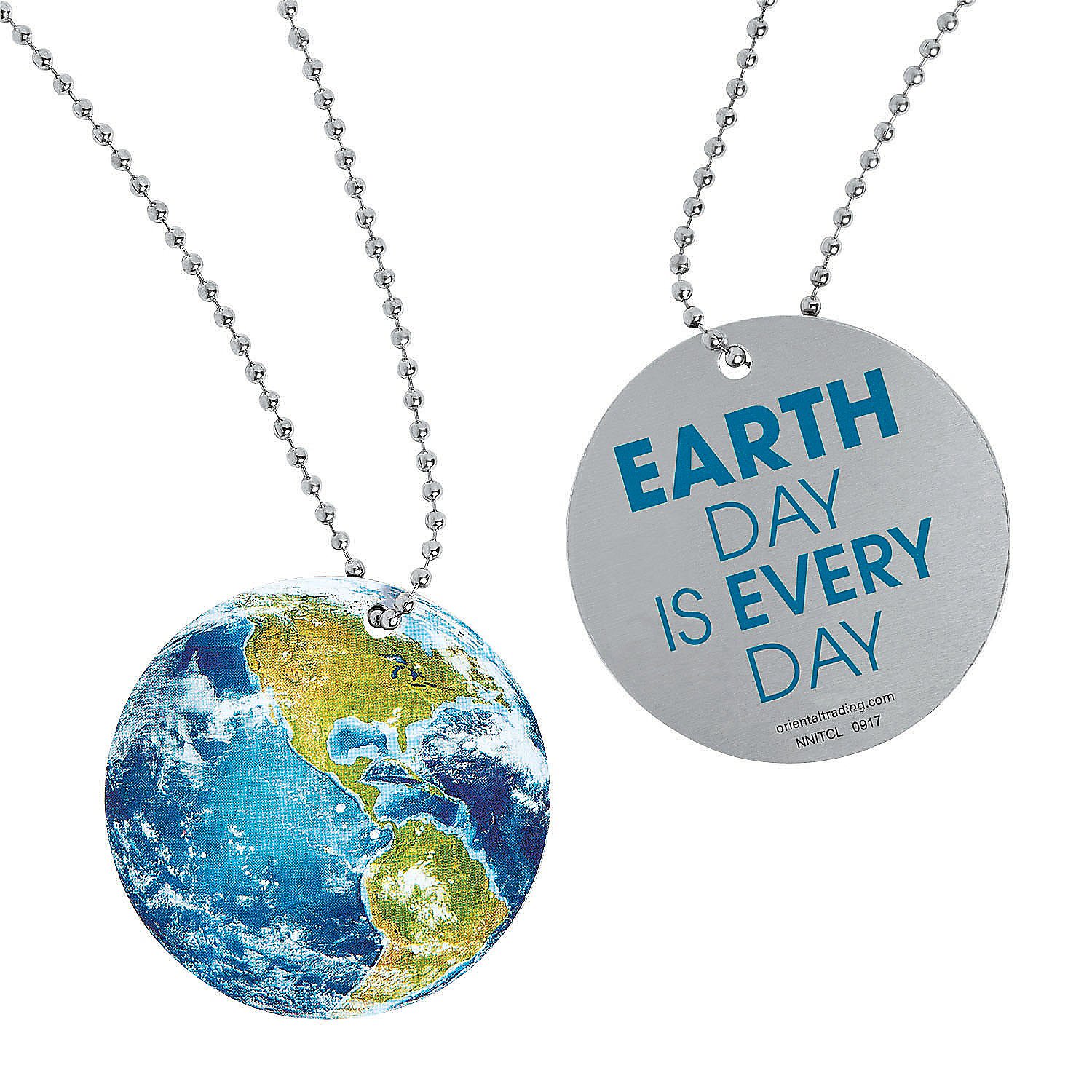 Fun ExpressGlobe Shaped Dog Tag Necklaces - 12 Pieces - Educational and Learning Activities for Kids