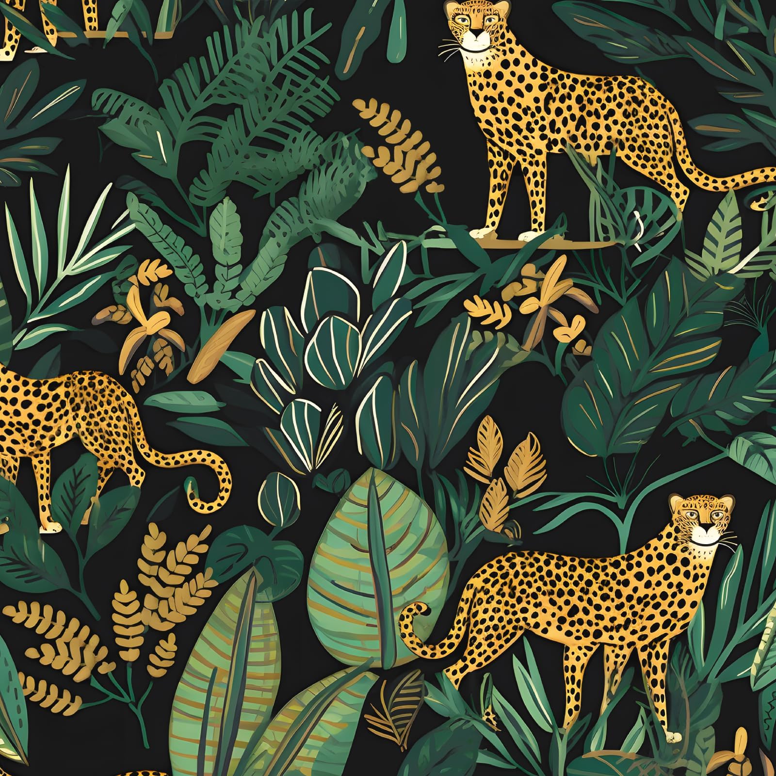 XRUIBZI Leopard Wallpaper Peel and Stick Jungle Animal Wallpaper Vinyl Wallpapers Tropical Contact Paper for Cabinets Waterproof Self Adhesive Wall