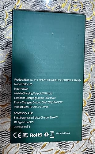 Miniatura 10 de Cargador inalámbrico 3 en 1 Estación de carga inalámbrica de aleación de aluminio compatible con iPhone 15141312, iWatch, AirPods Pro32 (cable y