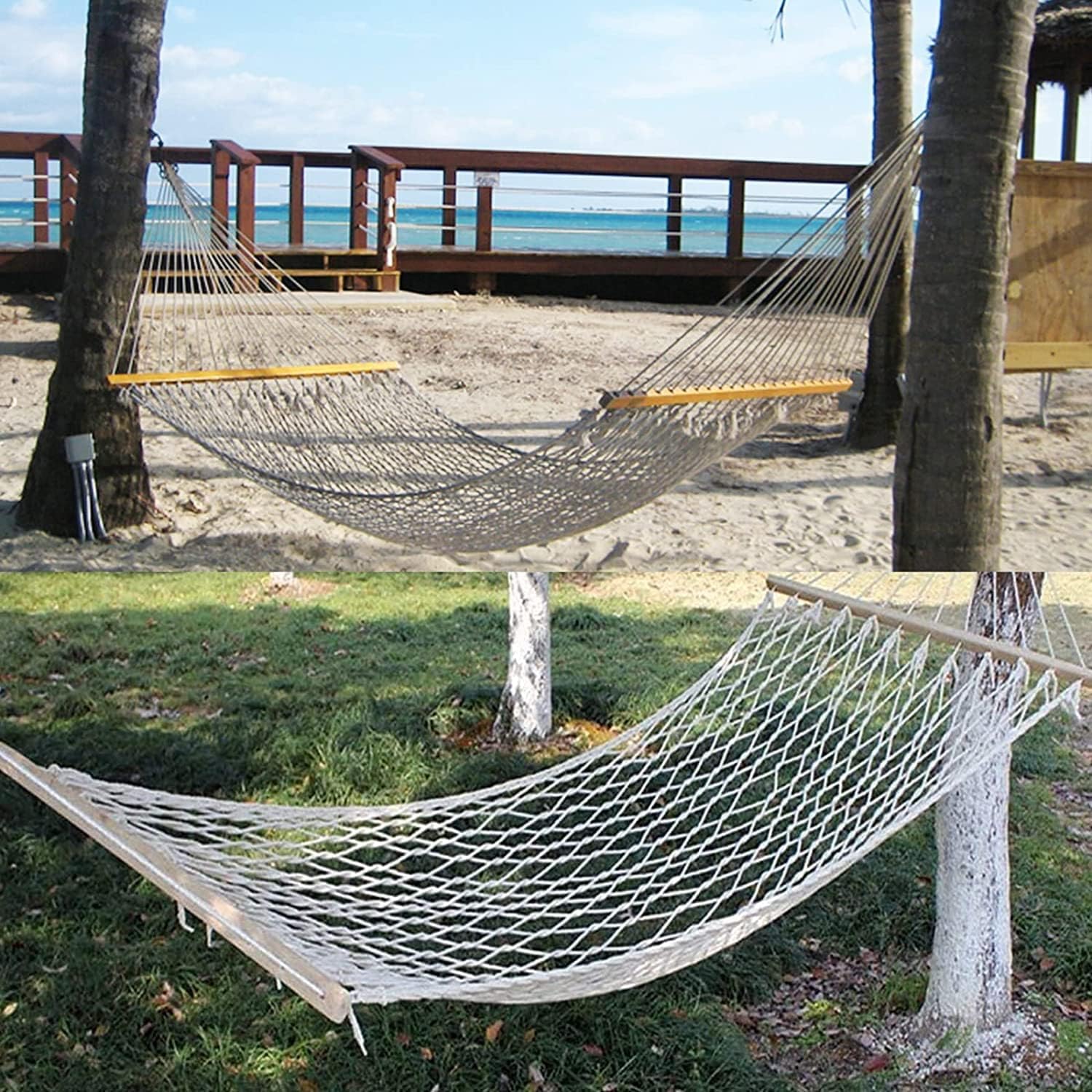 Amaca da campeggio all'aperto Amaca In Rete Intrecciata 200 * 80 Cm In Corda Super Traspirante An-ti-rotolamento Per Interni Ed Esterni Balcone Giardino Campeggio Spiaggia 200 Kg Di Carico