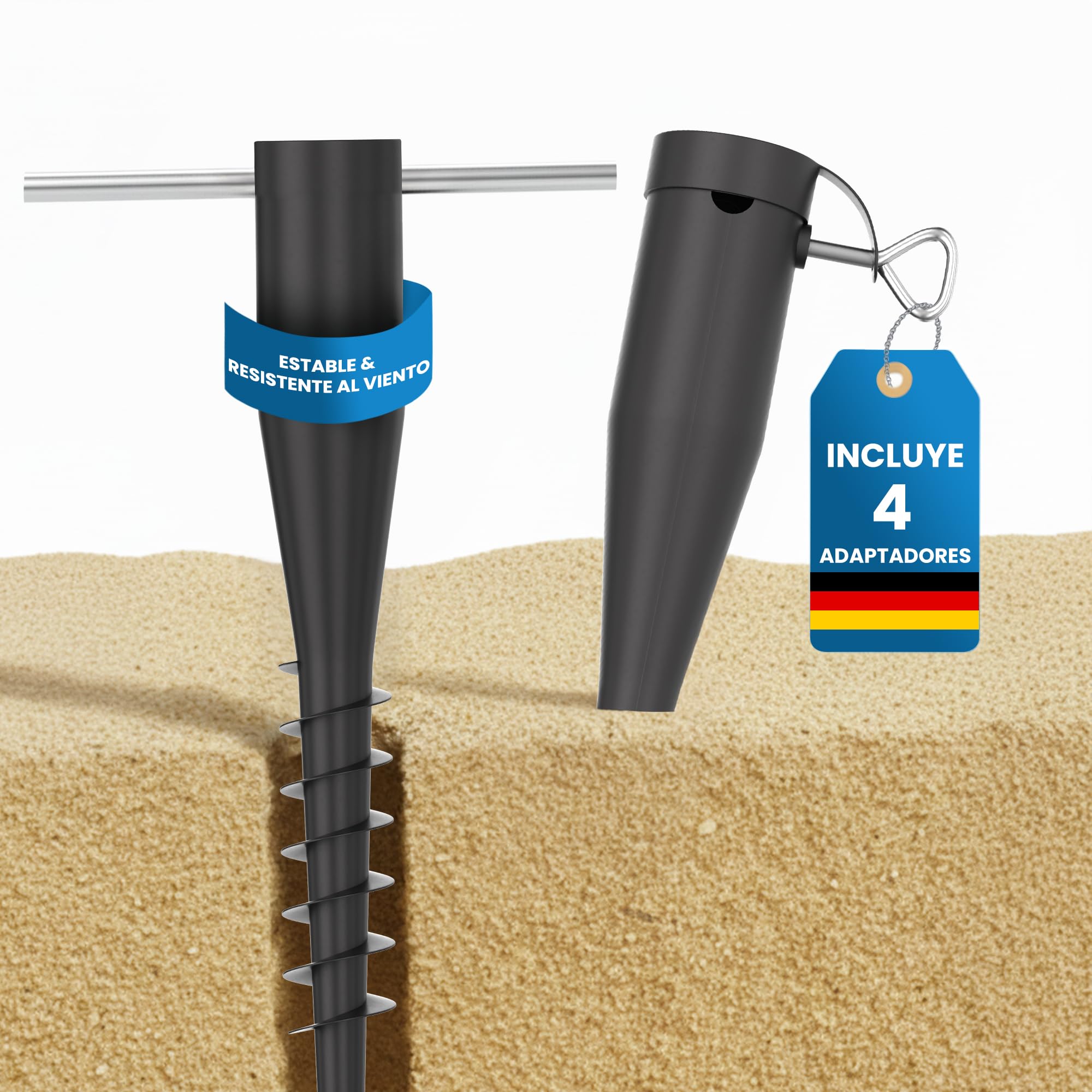 4 soportes para sombrilla de playa, estaca para sombrilla de playa, resistente al viento, estable, soporte para sombrilla, soporte para sombrilla, anclaje para el suelo, tornillo para el suelo
